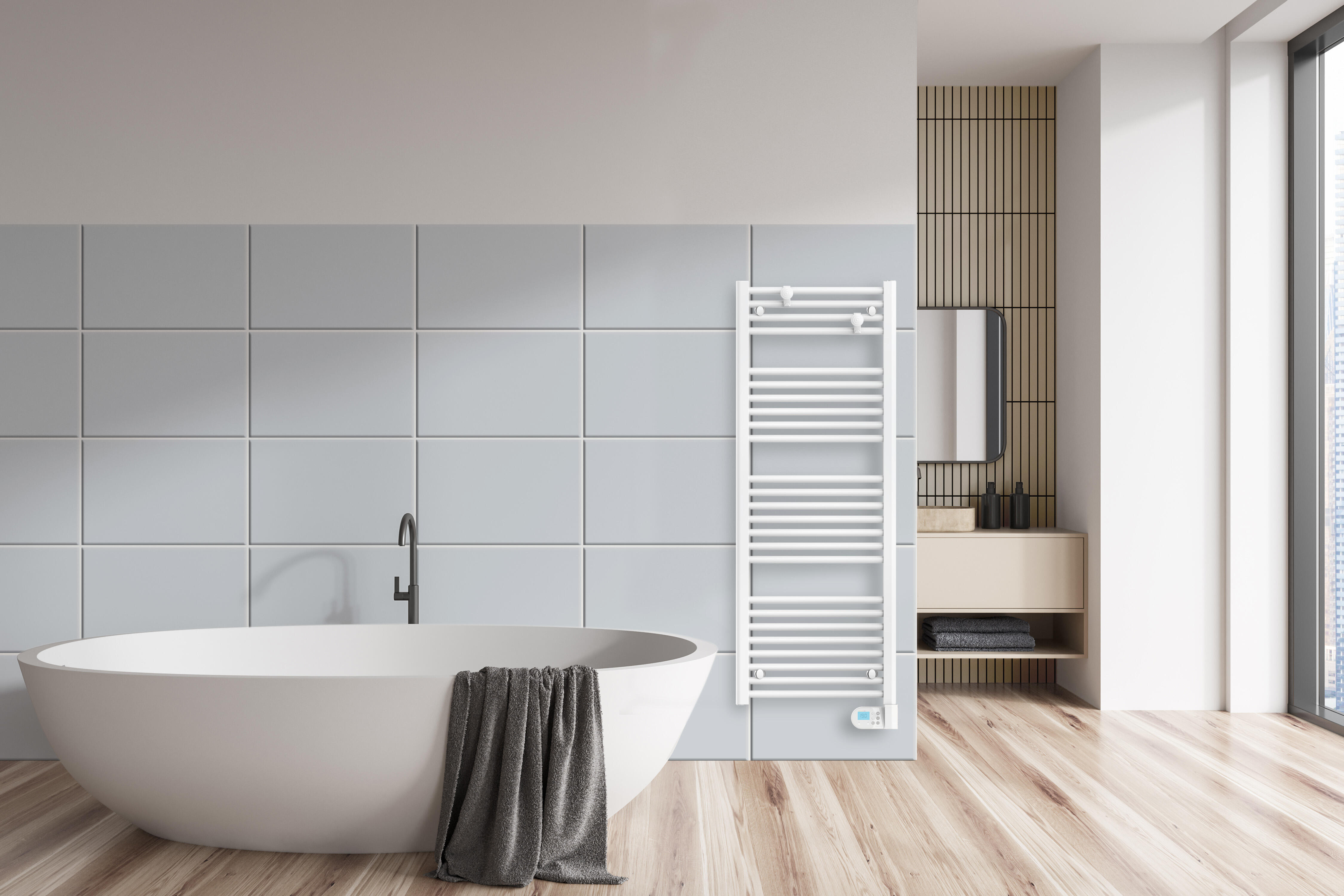 Sèche-serviette électrique à inertie fluide  blanc 500 W FLO BAIN II - NOIROT - 3
