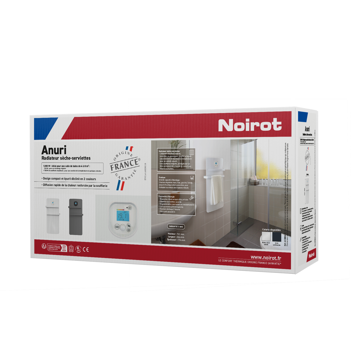 Sèche-serviettes électrique soufflant NOIROT, 500+700W Anuri blanc - 4