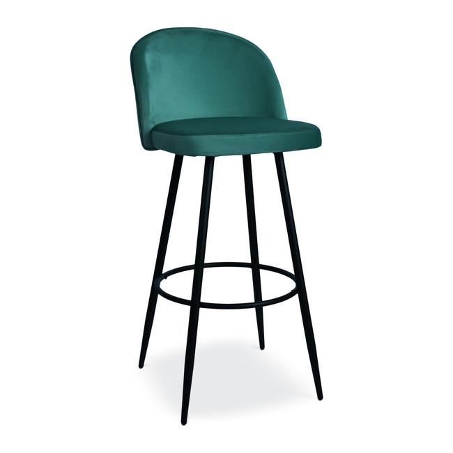 Tabouret Houndi en Velours Bleu Turquoise – Lot de 2
