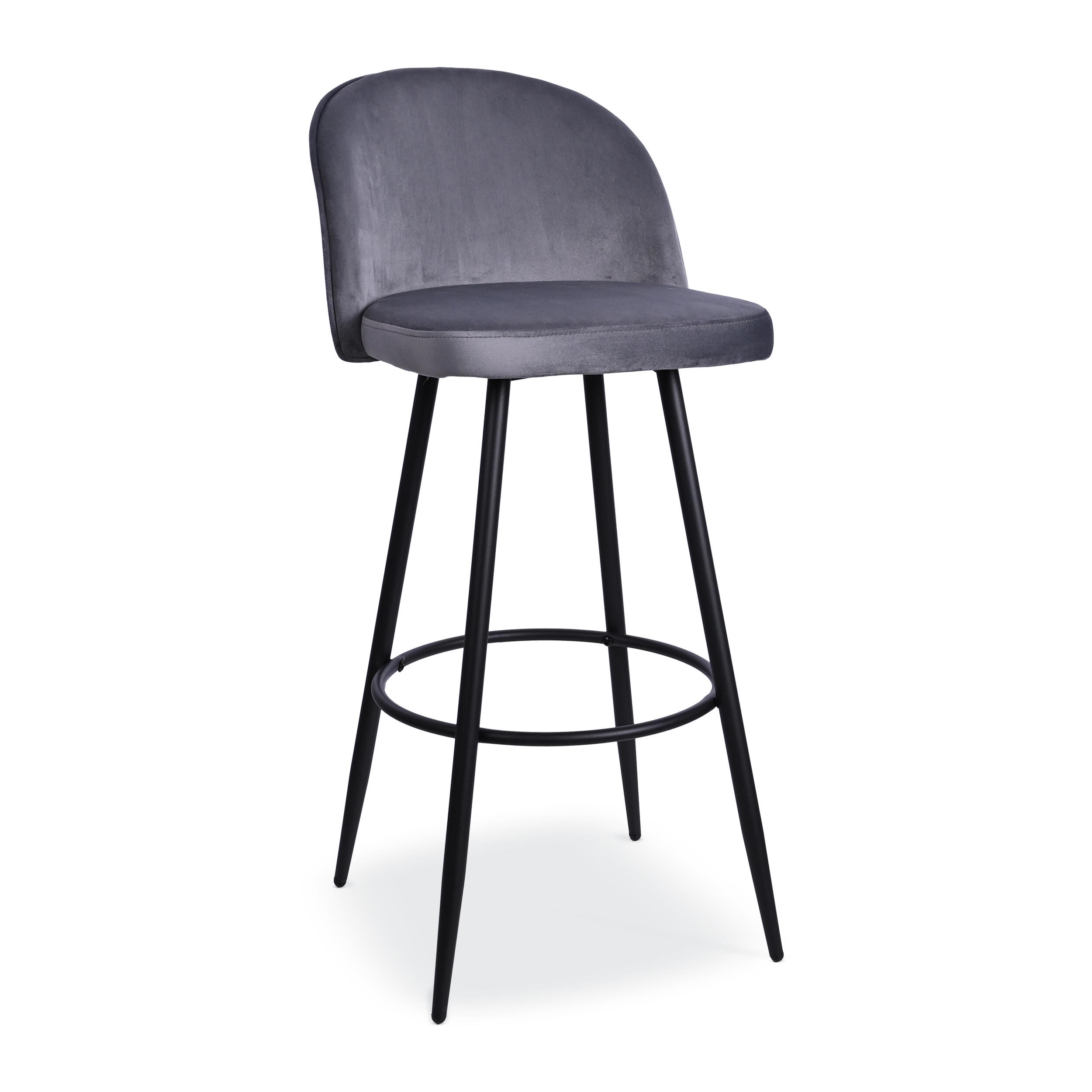 Tabouret Houndi en Velours Gris – Lot de 2