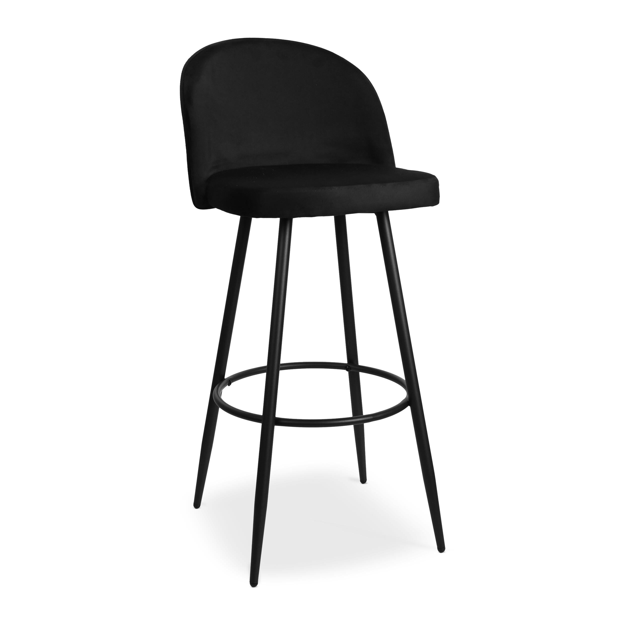Tabouret Houndi en Velours Noir – Lot de 2