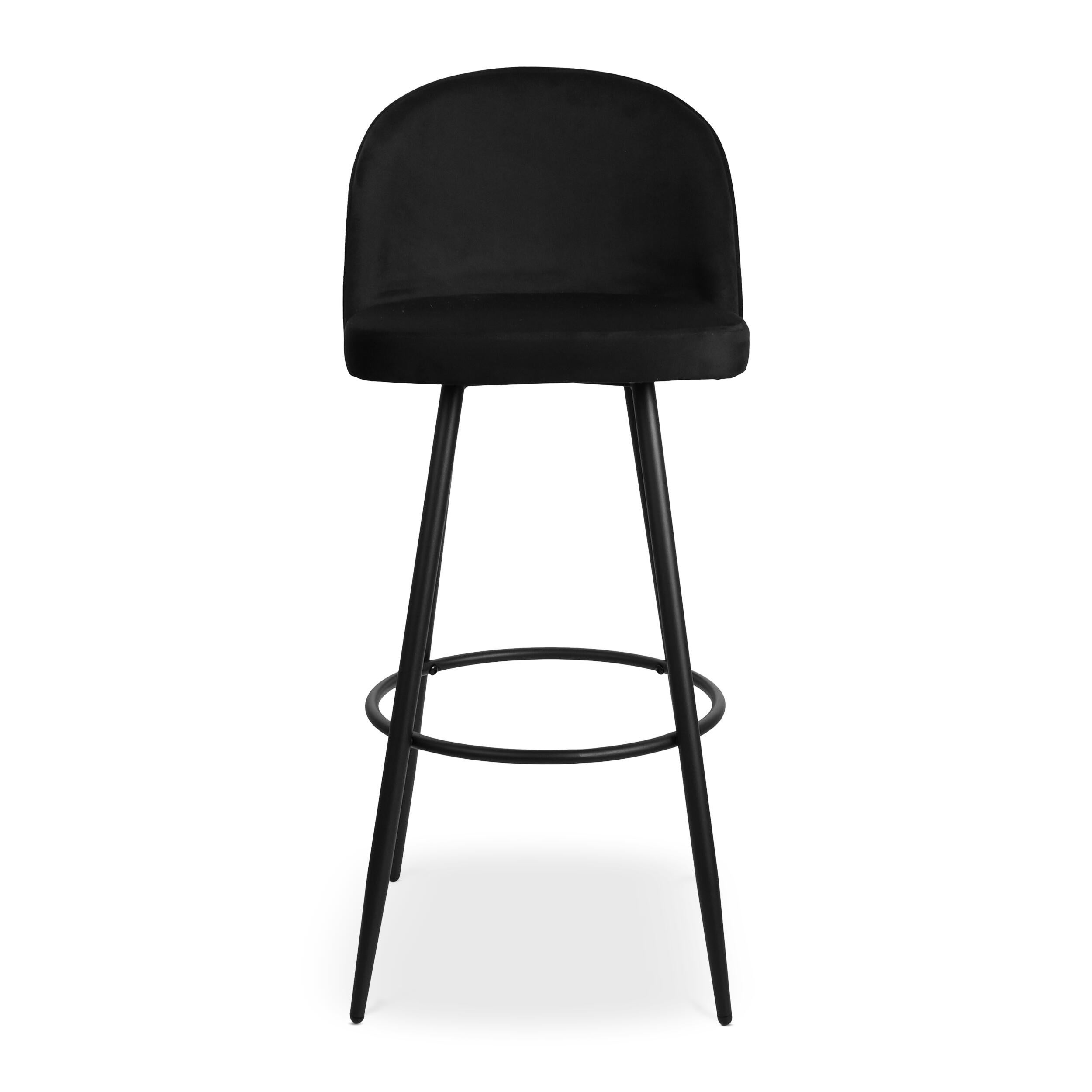 Lot de 2 tabourets de bar Houndi en velours noir - 4