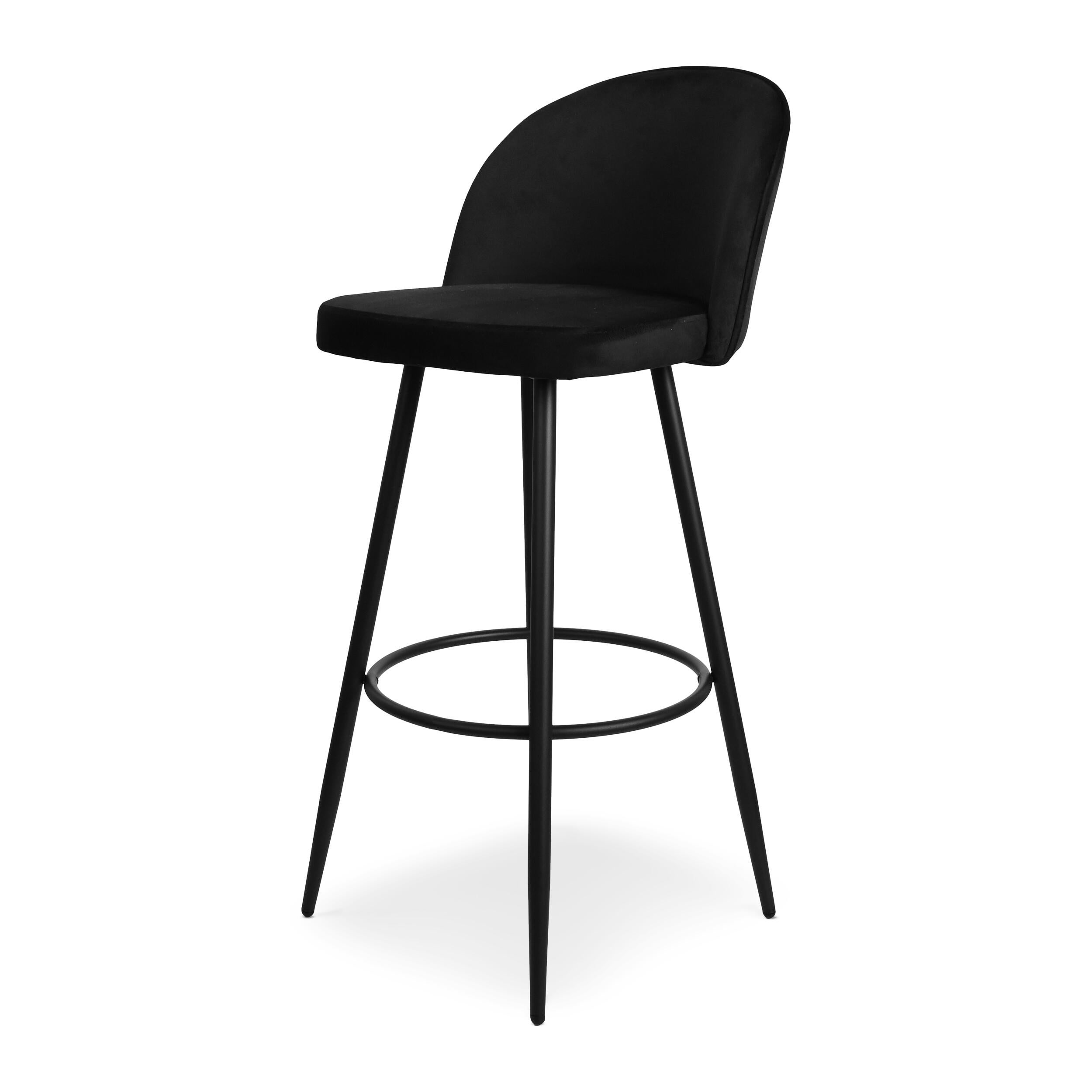 Lot de 2 tabourets de bar Houndi en velours noir - 3