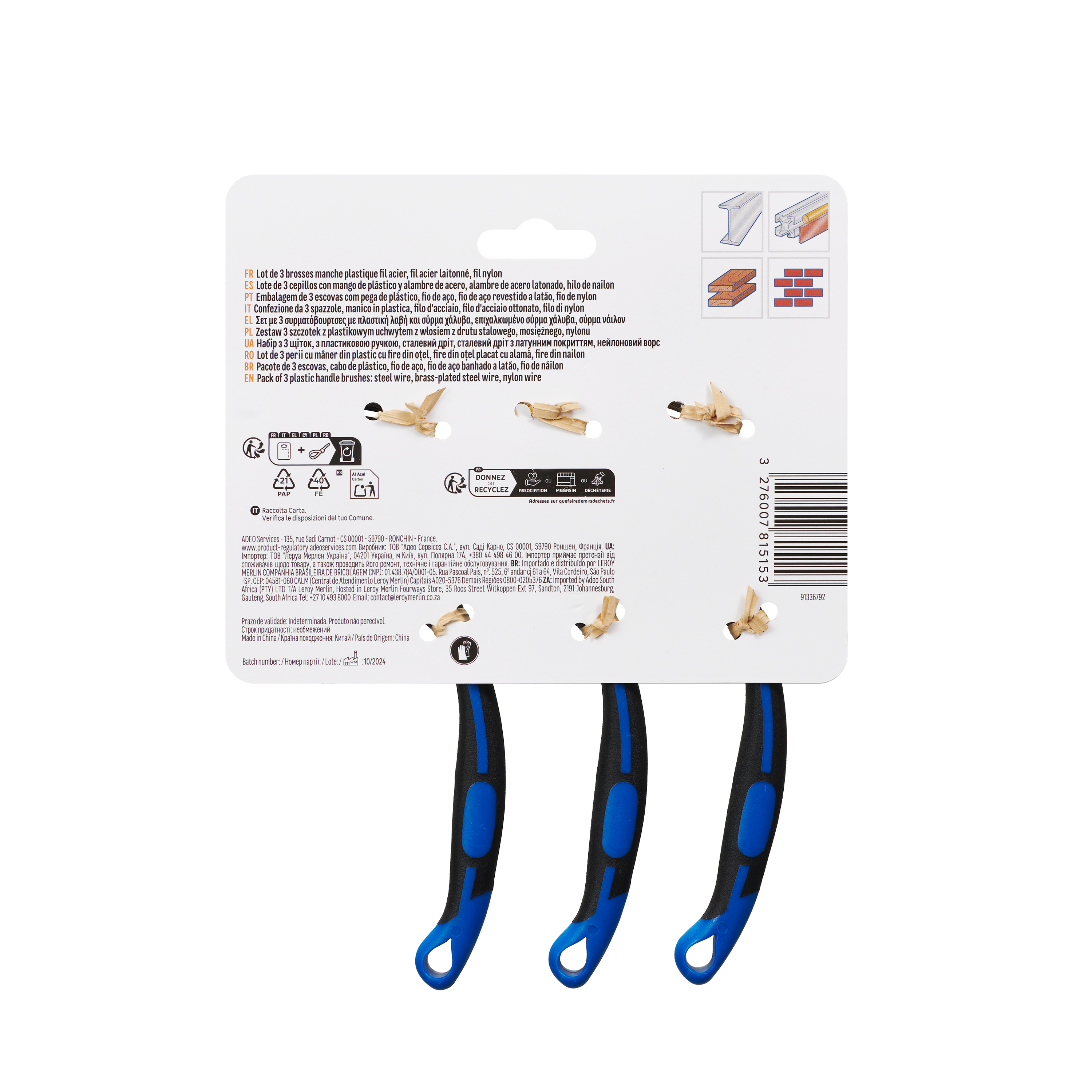 Conjunto de 3 escovas fina, super fina e de limpeza 165 mm Dexter - 6