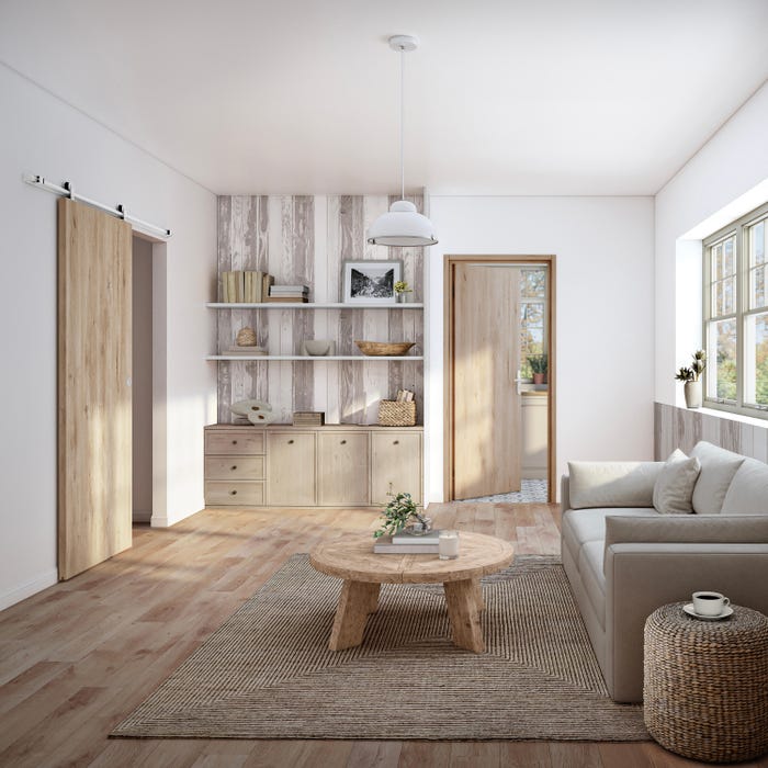 Ușă glisantă și bloc de uși LIA autentic într-un living
