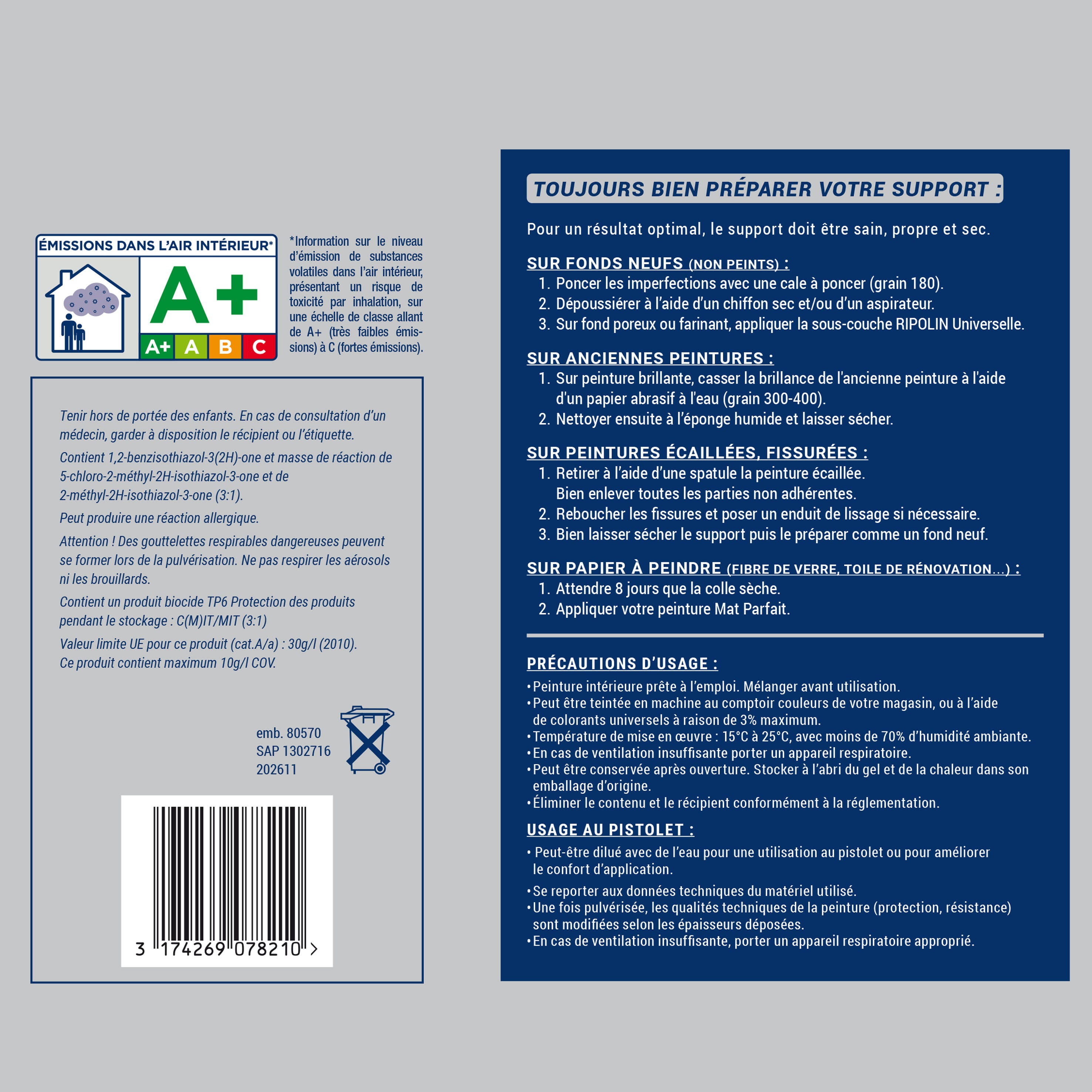 Peinture mur, plafond blanc mat RIPOLIN Mat parfait 10L - 3