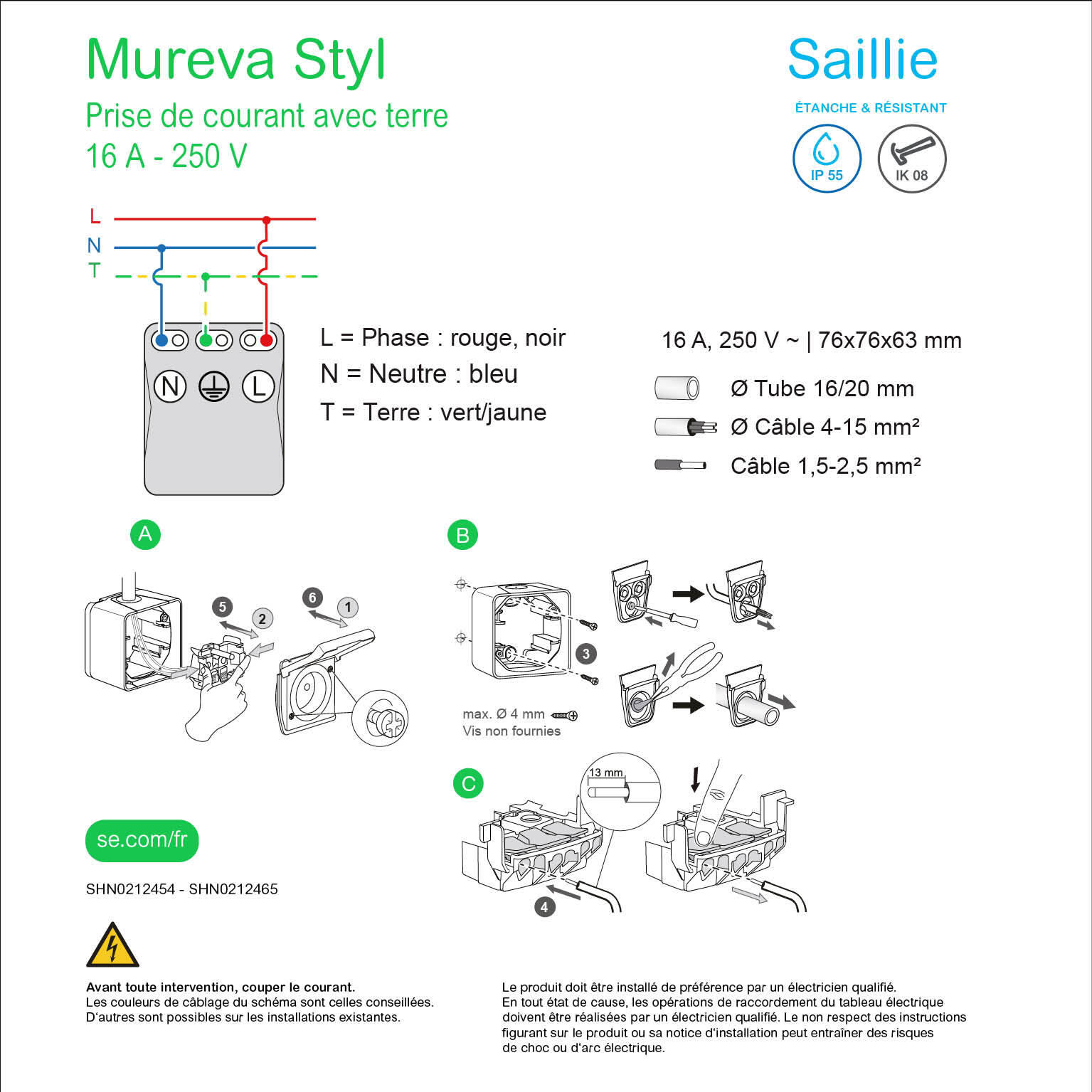 Prise étanche saillie complet Mureva Styl SCHNEIDER ELECTRIC anthracite - 15