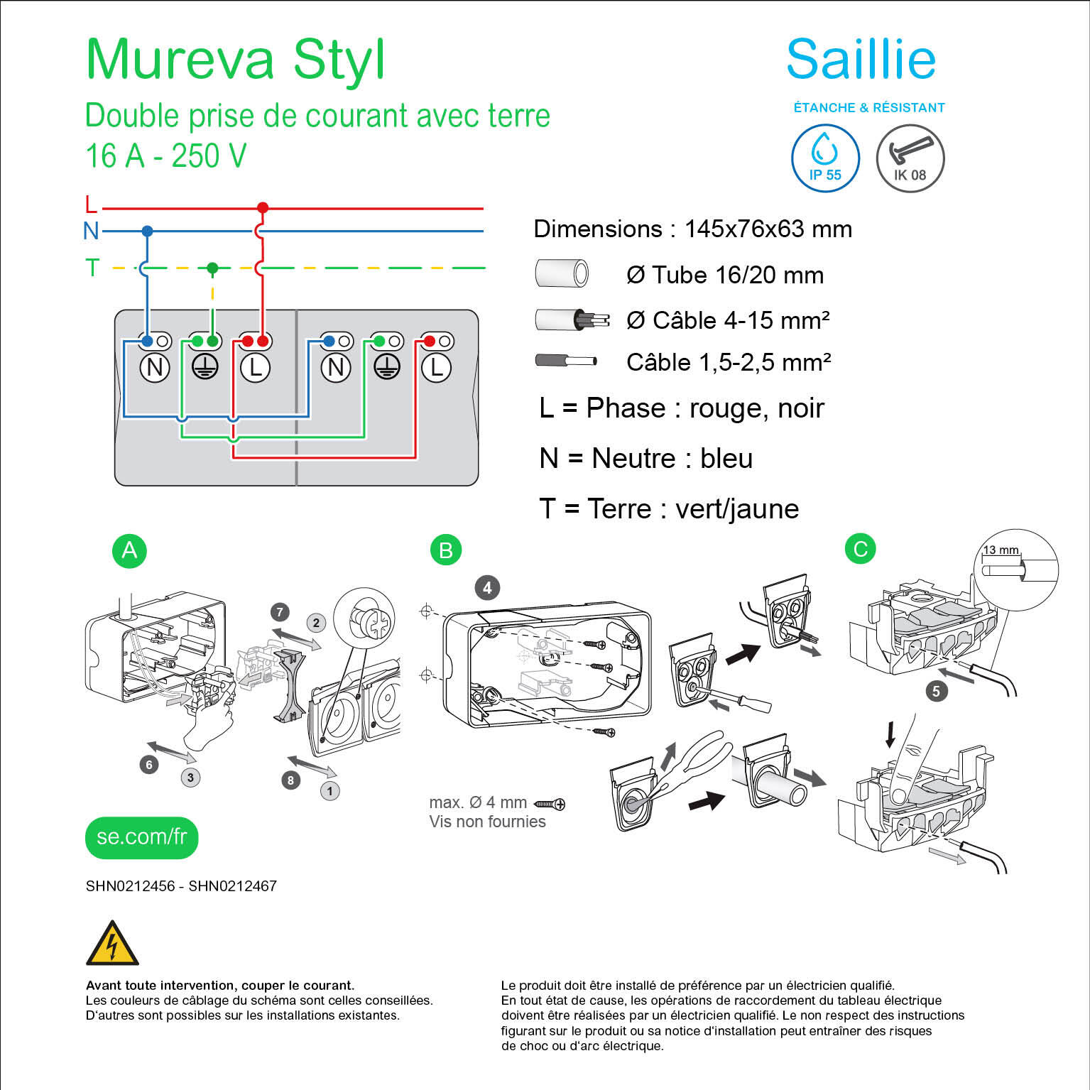 Double prise de courant 2P+T MUREVA Styl  - SCHNEIDER ELECTRIC - 2