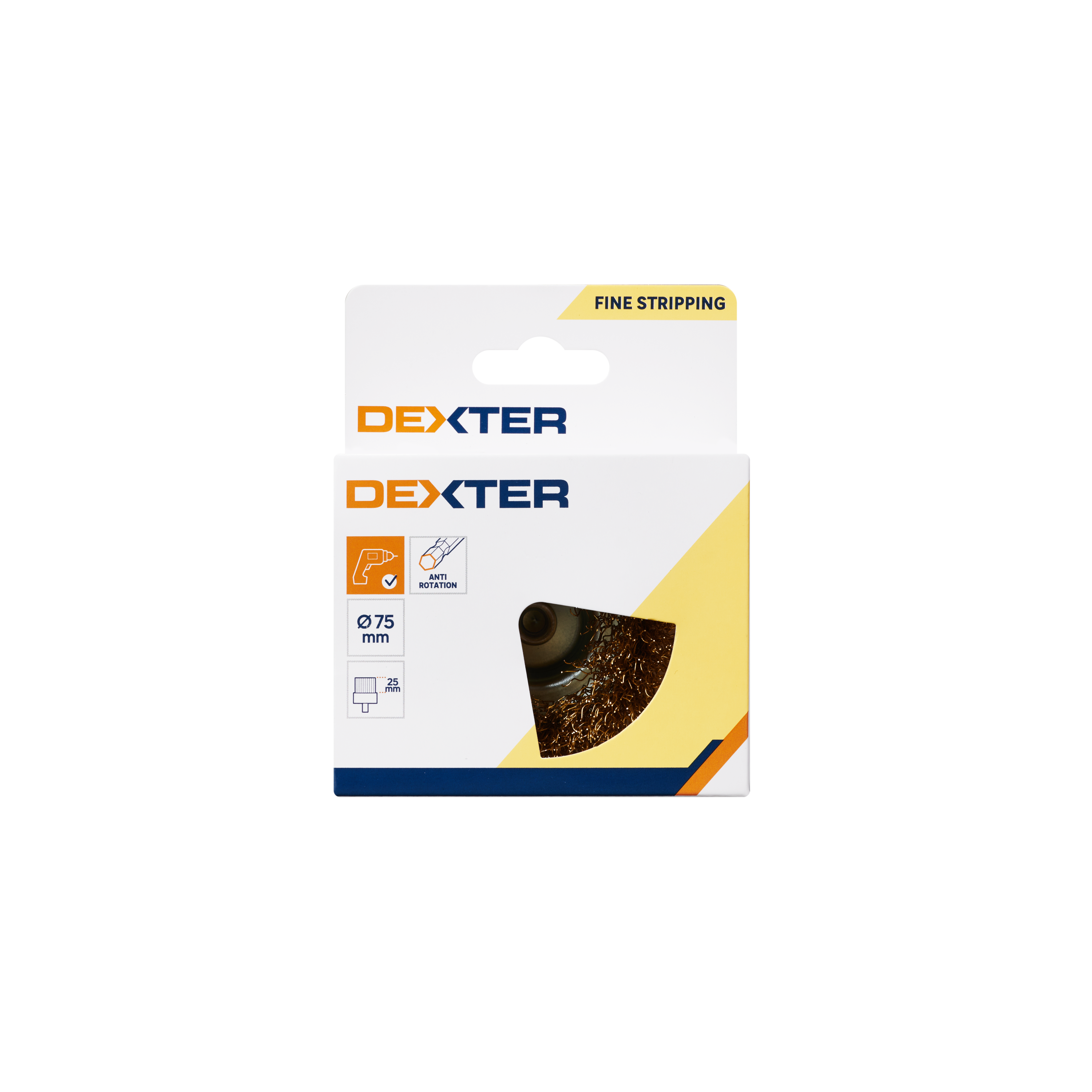 Escova copo com fios aço/latão para berbequim encaixe hexagonal D75 mm Dexter - 5