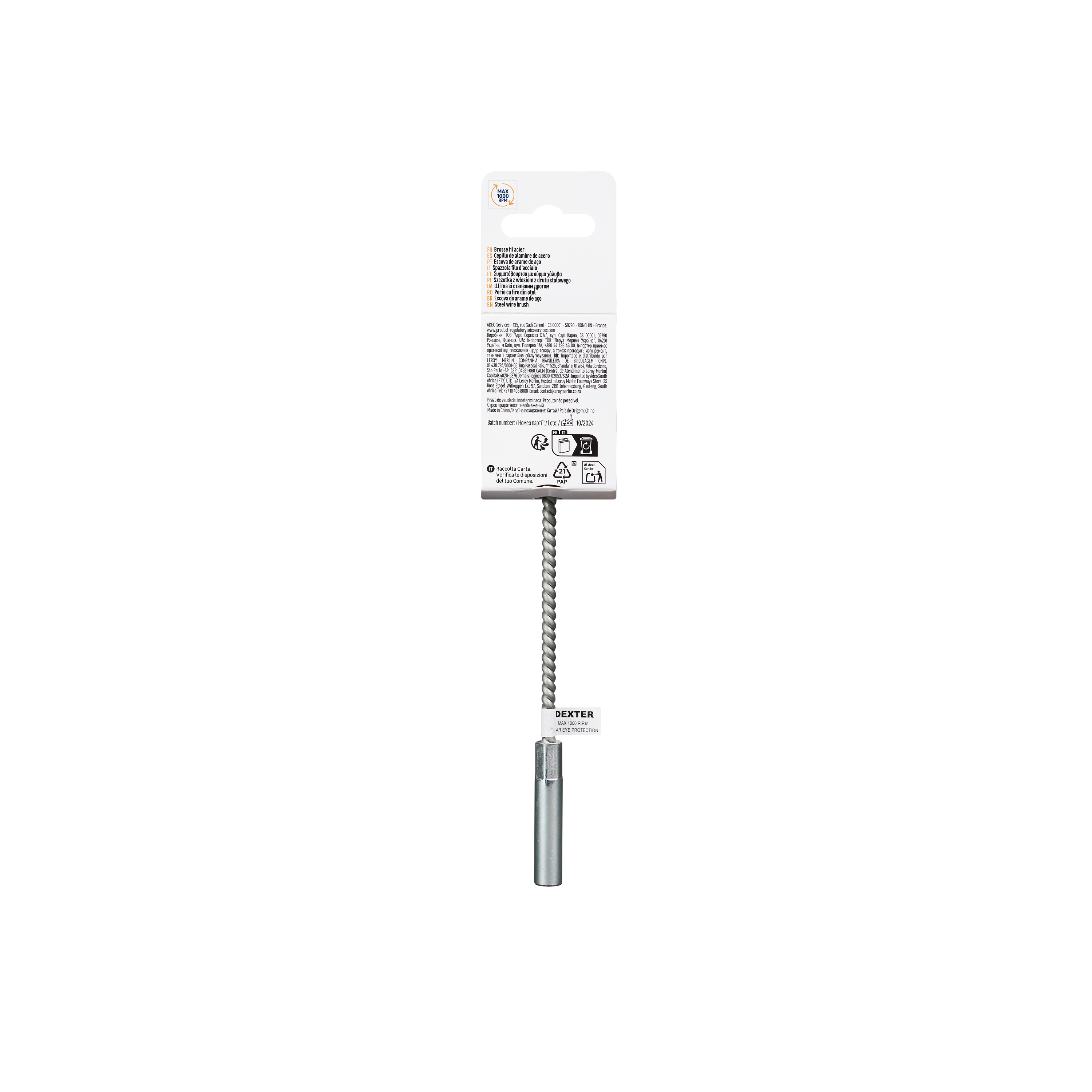 Escovilhão com fios de aço para berbequim 200 mm Dexter - 5