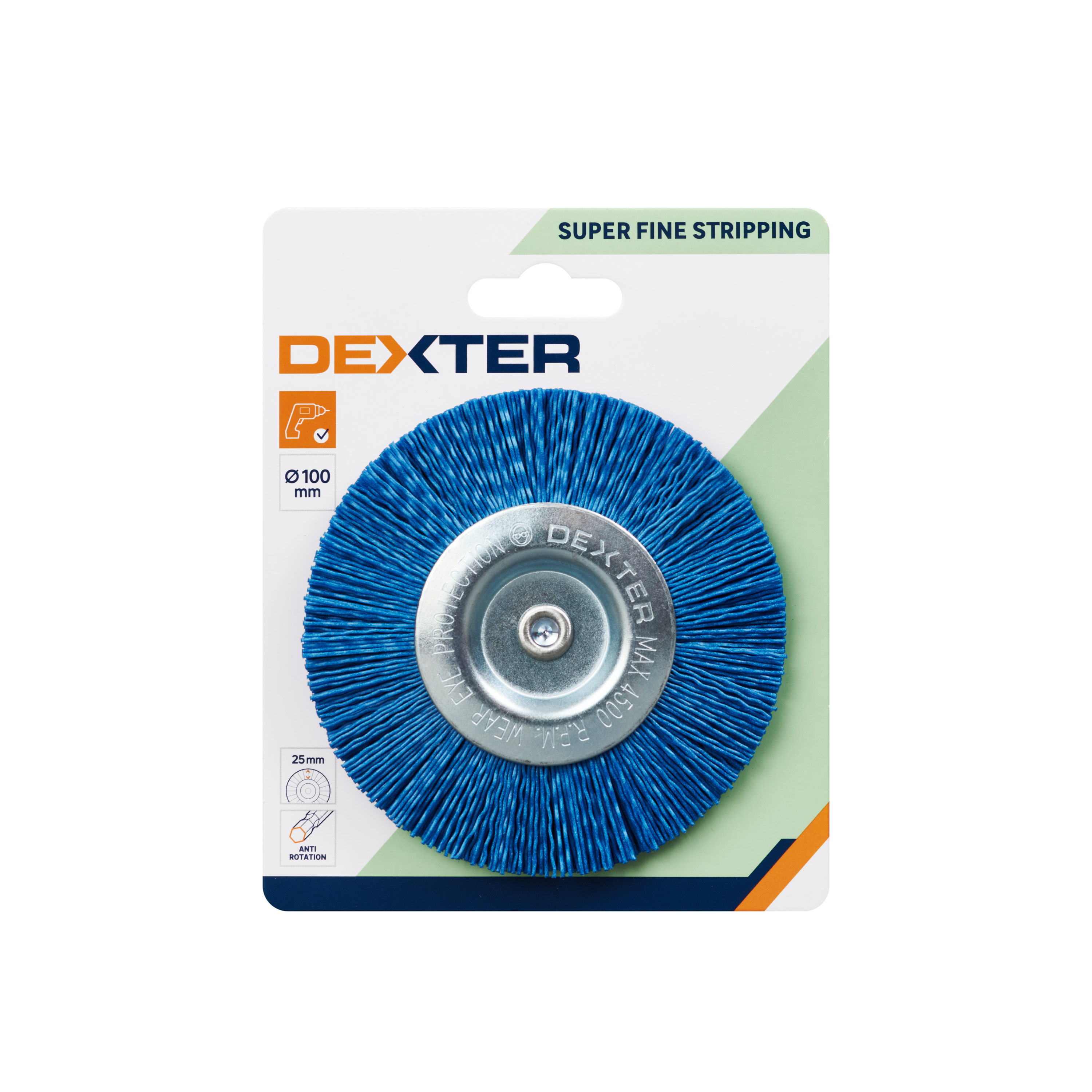 Escova disco com fios nylon azul para berbequim 100 mm Dexter - 6
