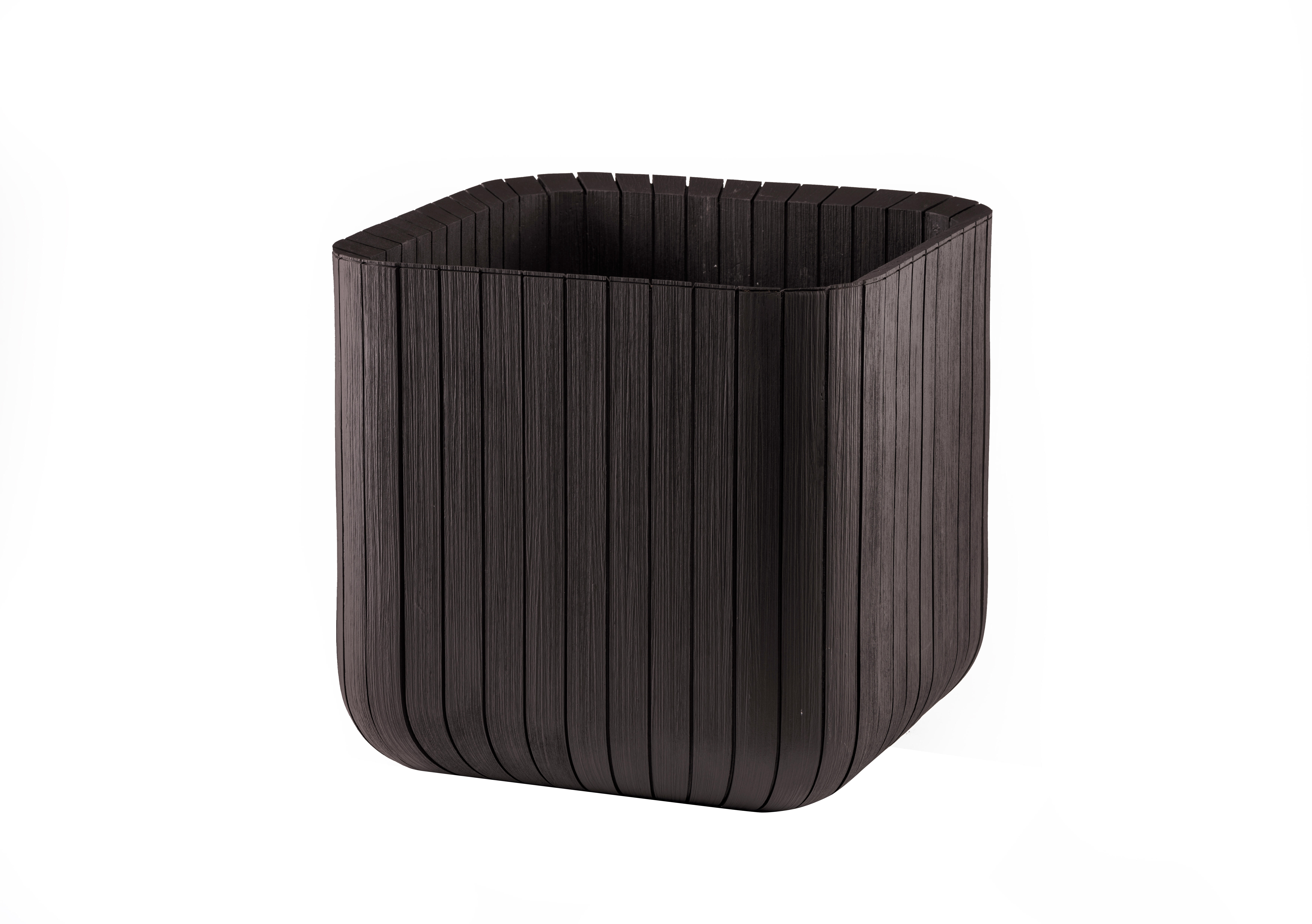 Maceta Cube S cuadrada de polialumino imitación madera marrón 29,5x29,5 cm - 4