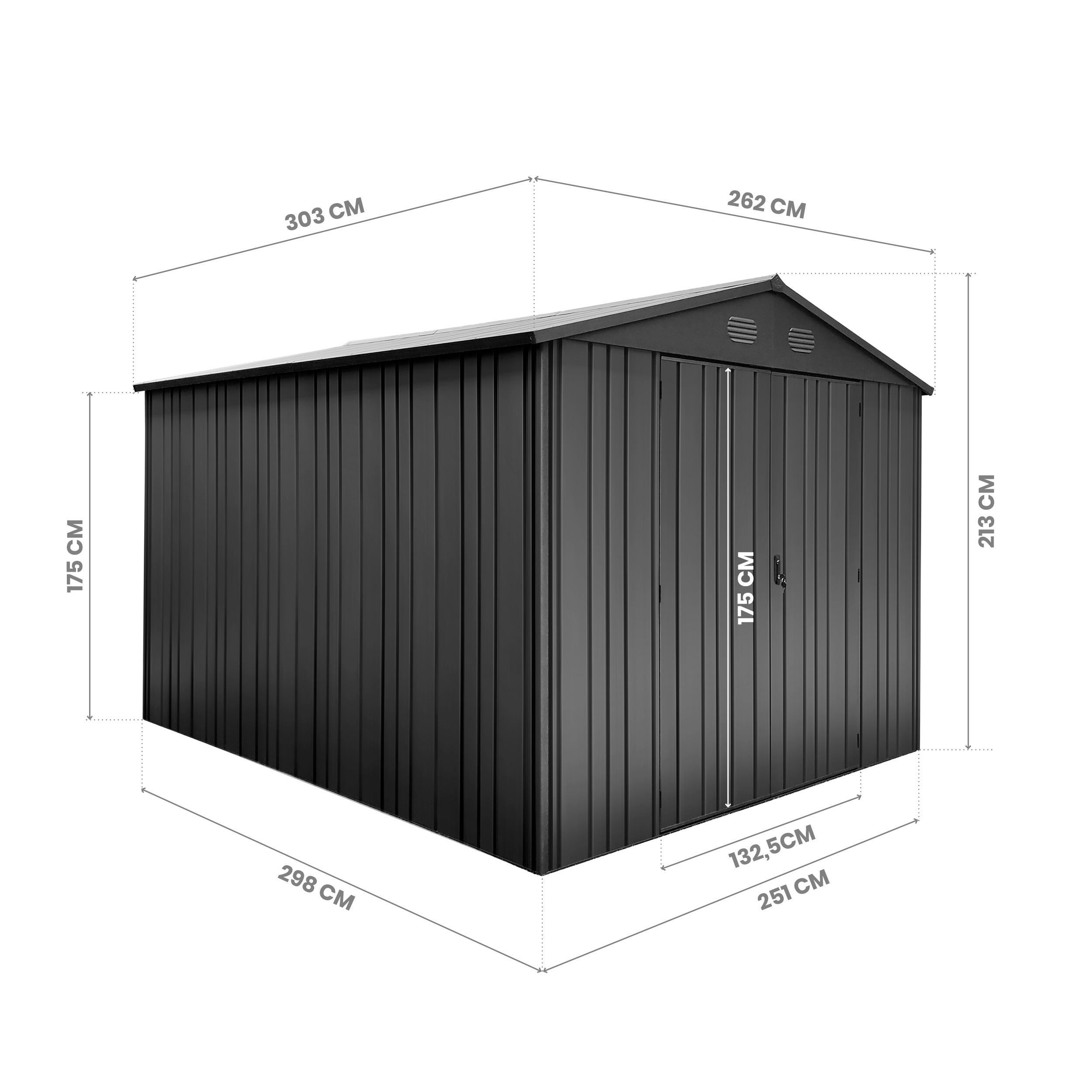Caseta de metal Pioneer Y90 de 262x213x303 cm y 7.94 m2 con 0.6 mm espesor y doble puerta abatible HOGGAR - 2