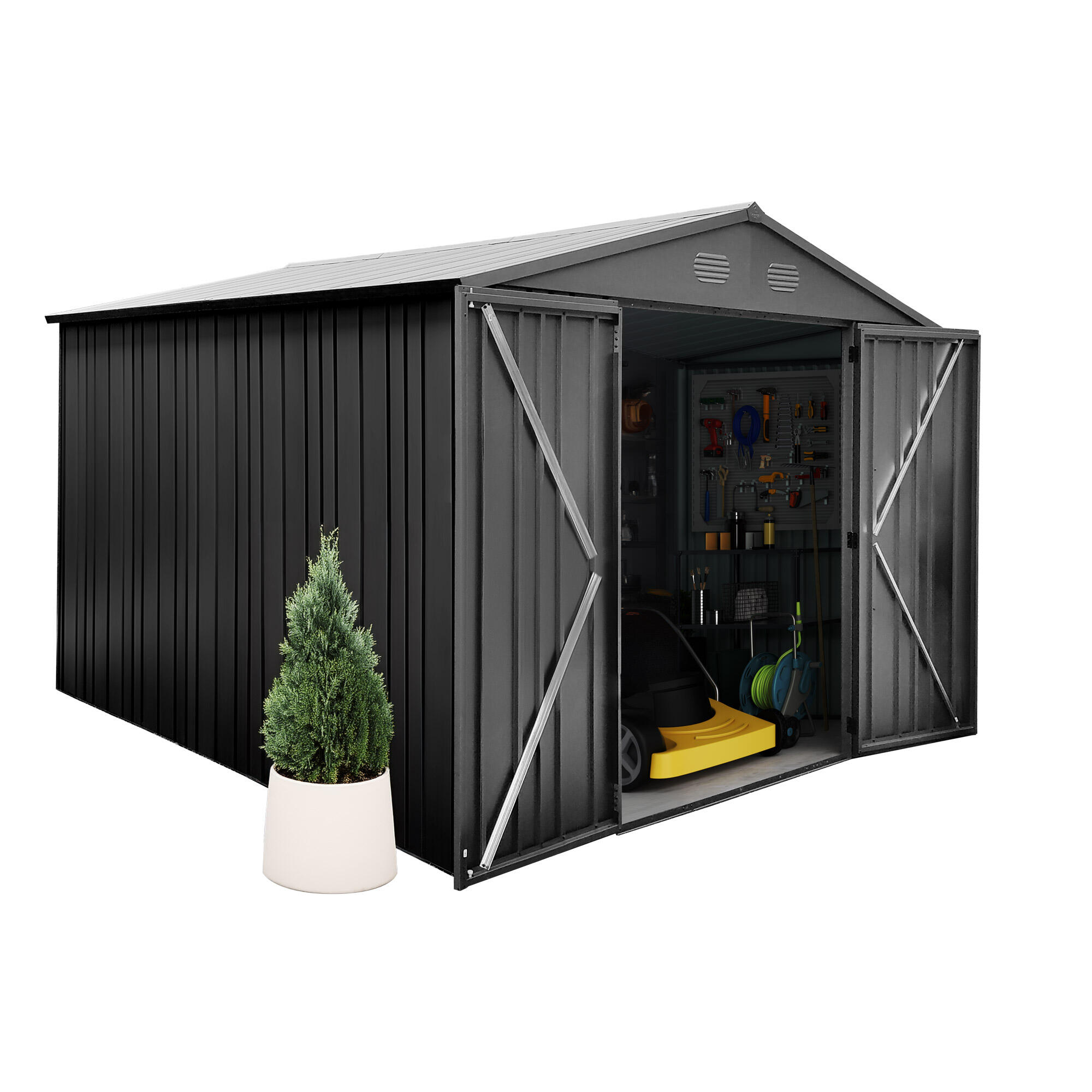 Caseta de metal Pioneer Y90 de 262x213x303 cm y 7.94 m2 con 0.6 mm espesor y doble puerta abatible HOGGAR - 8