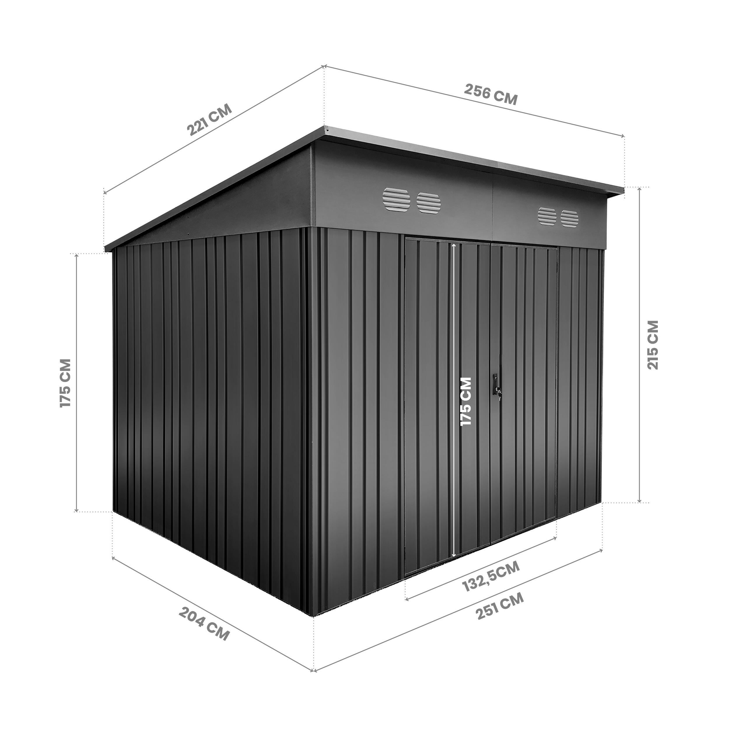 Caseta de metal Pioneer Y70 de 256x215x221 cm y 5.66 m2 con 0.6 mm espesor y doble puerta abatible HOGGAR - 2