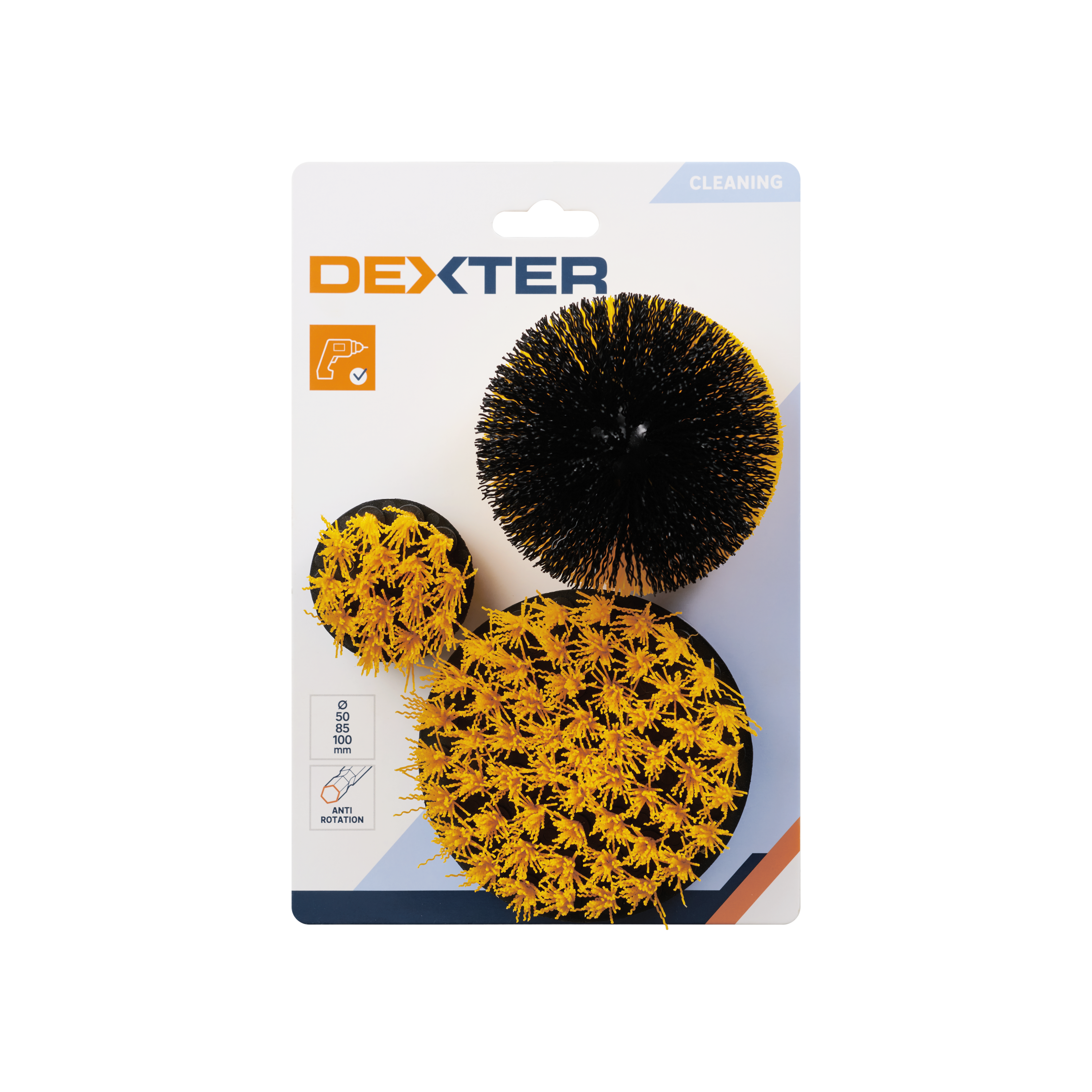 Zestaw szczotek czyszczących o średnicy 50, 85 i 100 mm do wiertarki Dexter - 9