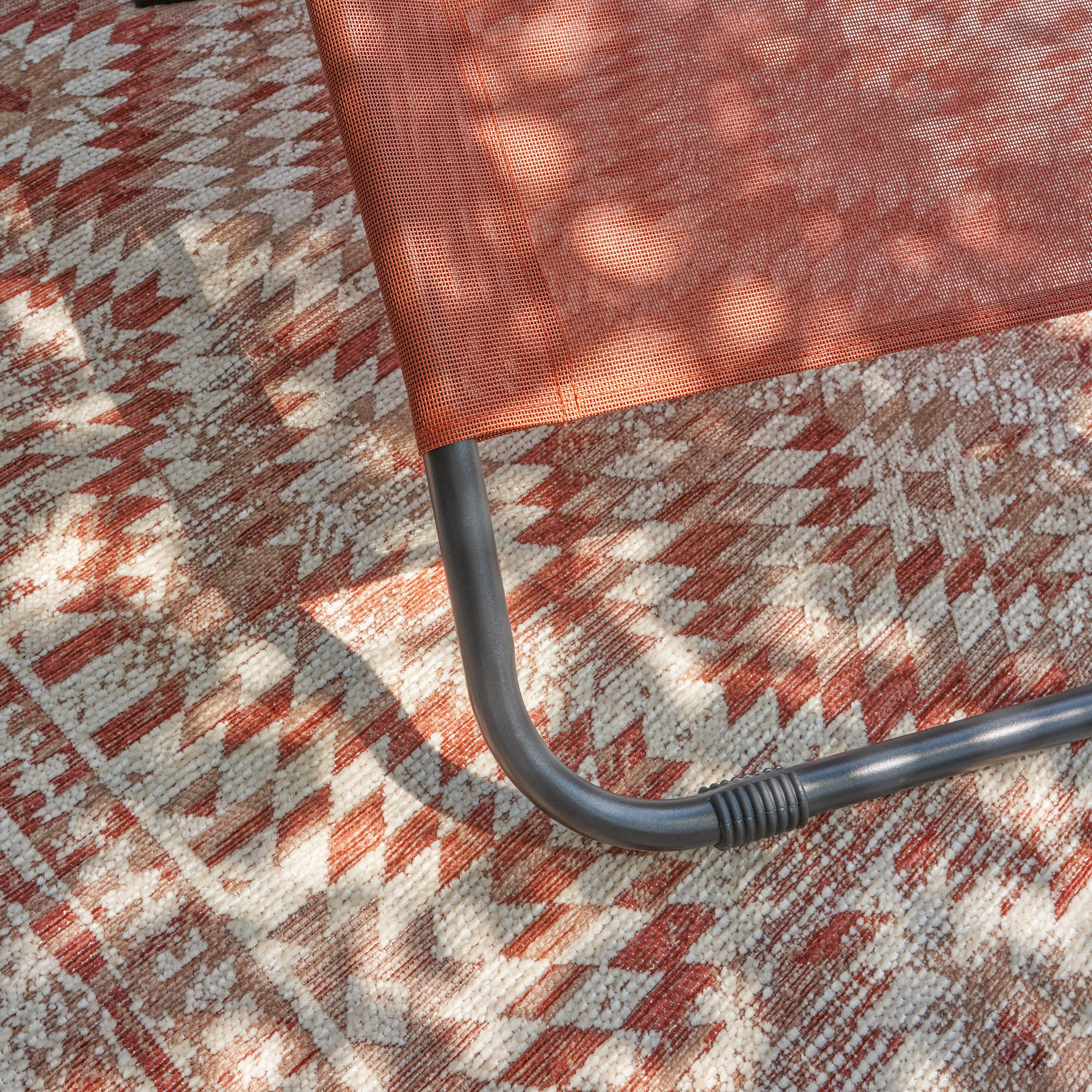 Lettino senza cuscino in acciaio rosso e seduta rosso - 7