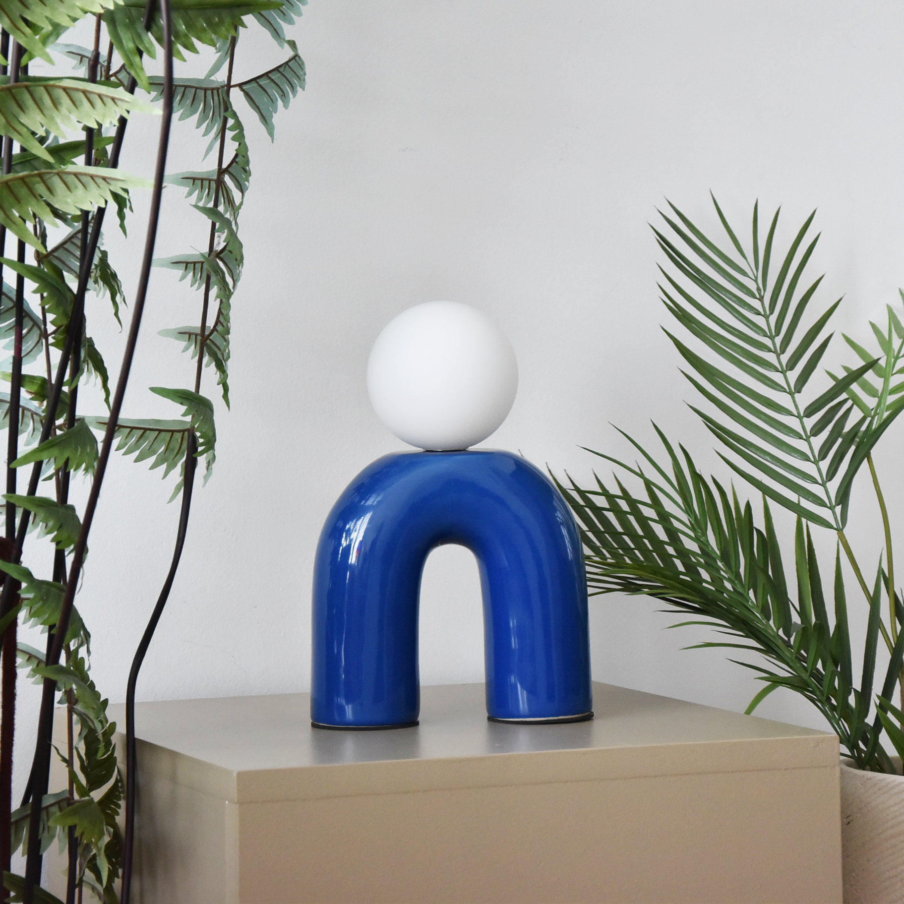 Lampe Pop u, céramique, bleu, H.28.5 cm, G9 - 4