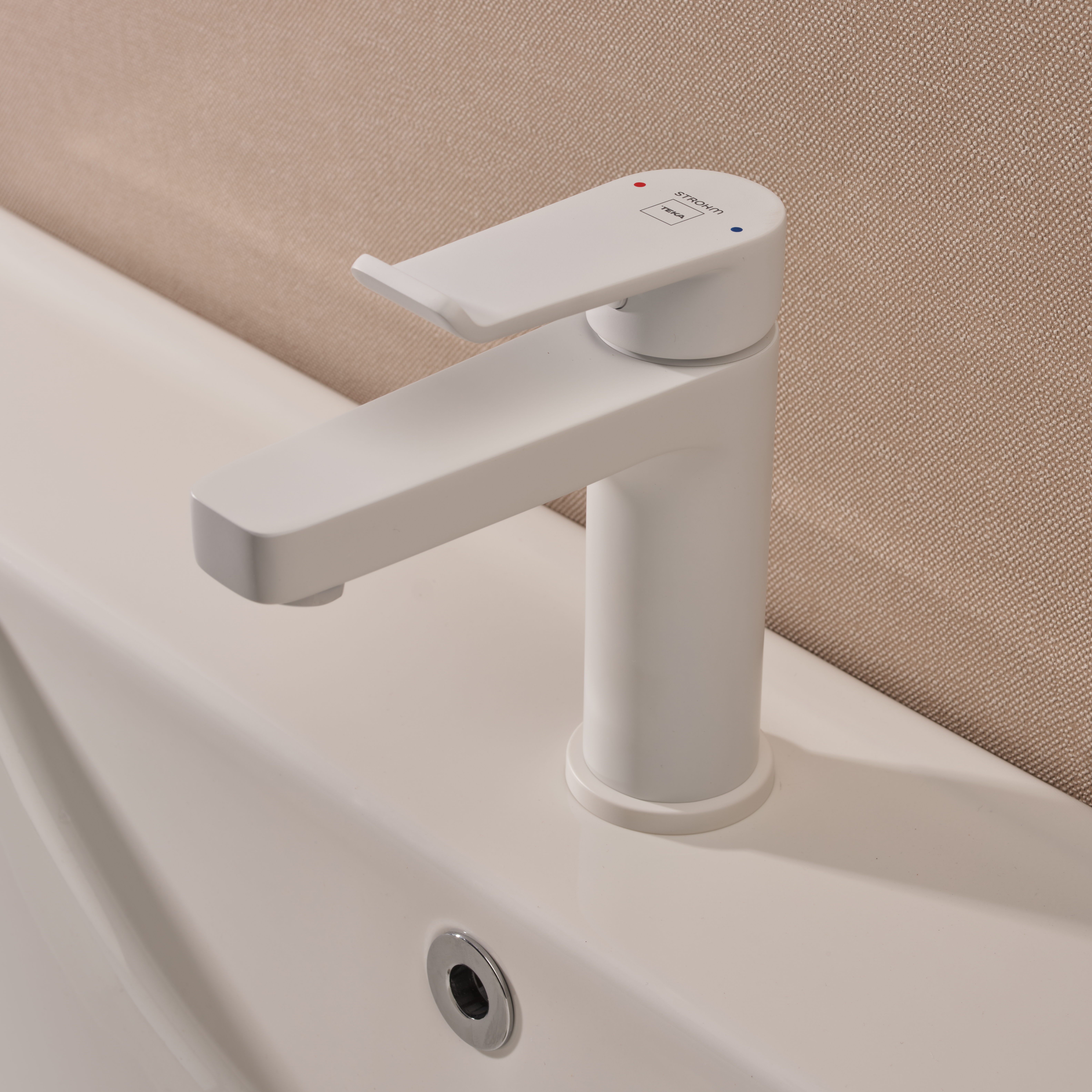 Grifo de lavabo STROHM TEKA Ethika monomando blanco mate. Antical. Latón - 2