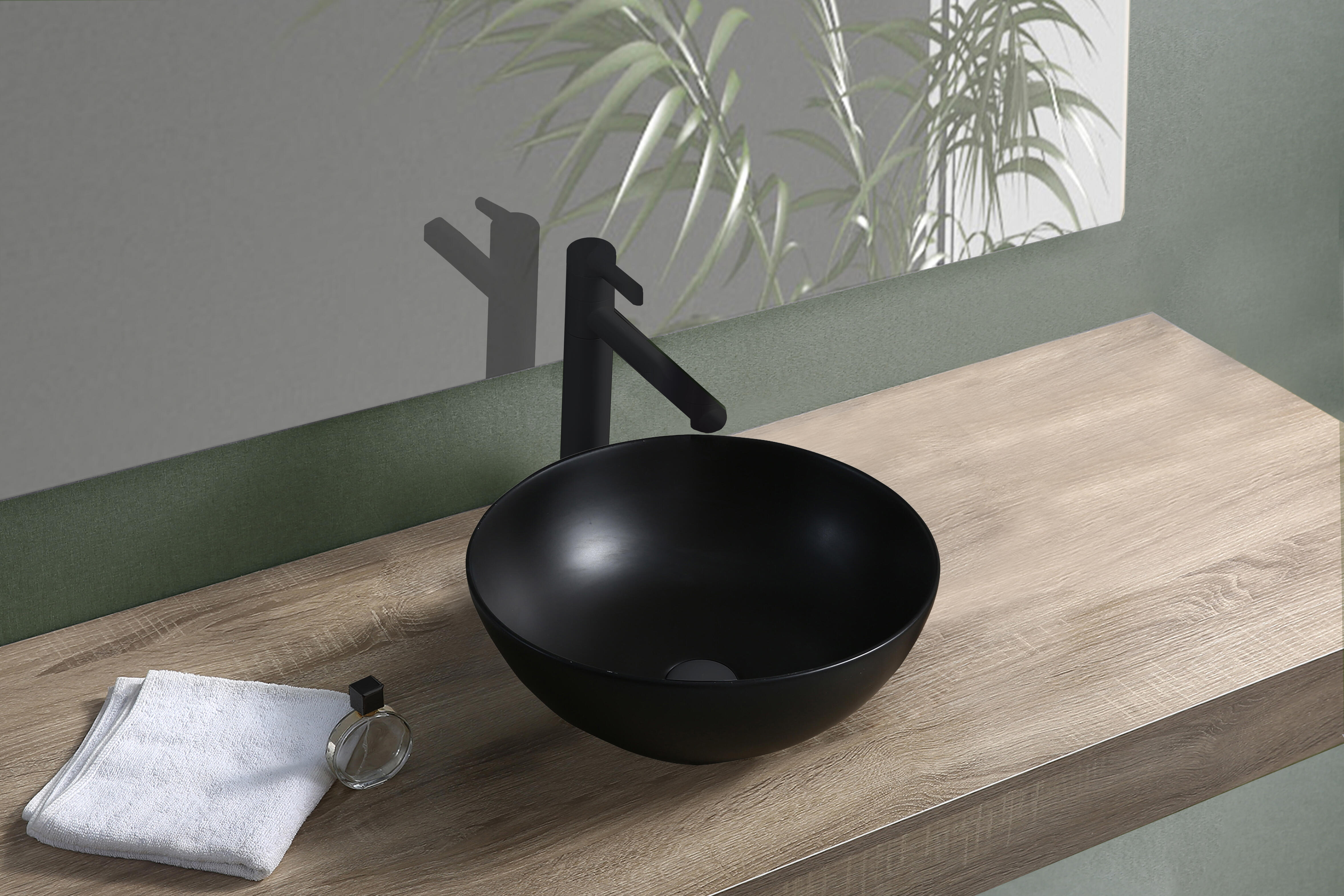 Lavabo de sobreponer bol negro 41x14x41 cm