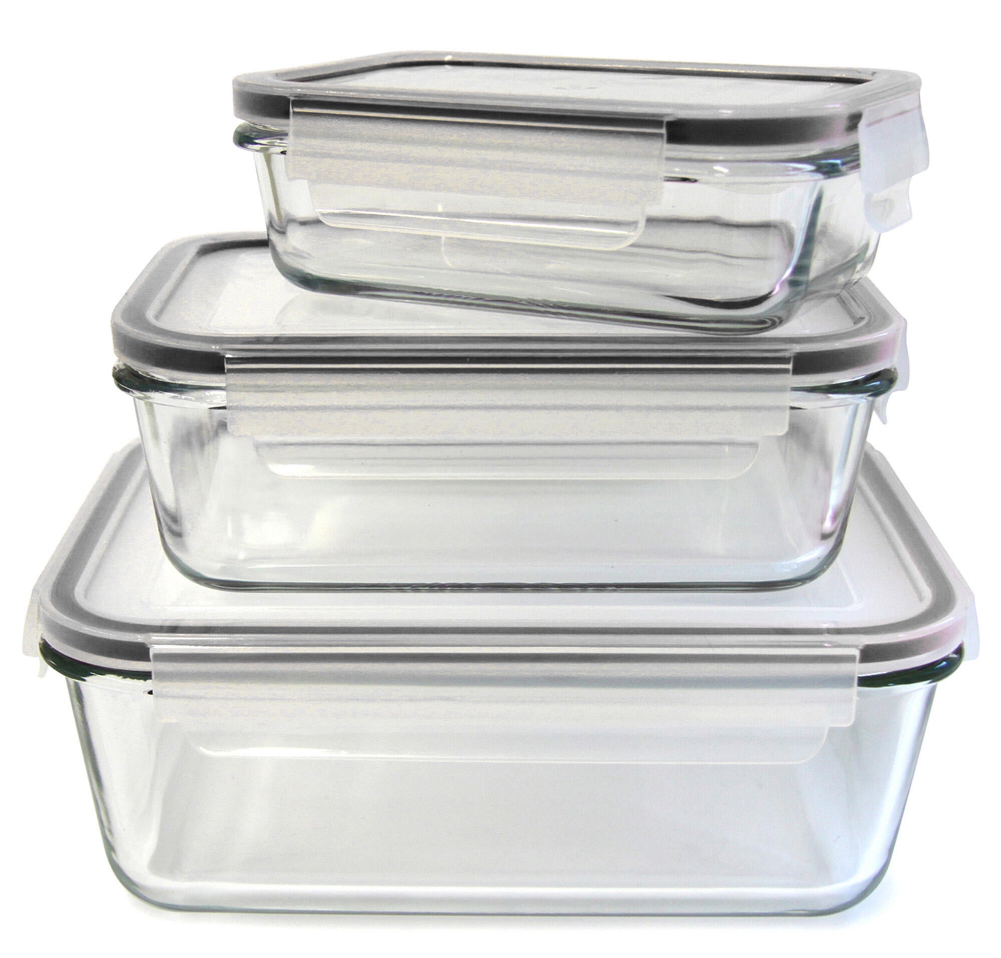 Set de 3 tupers herméticos de cristal