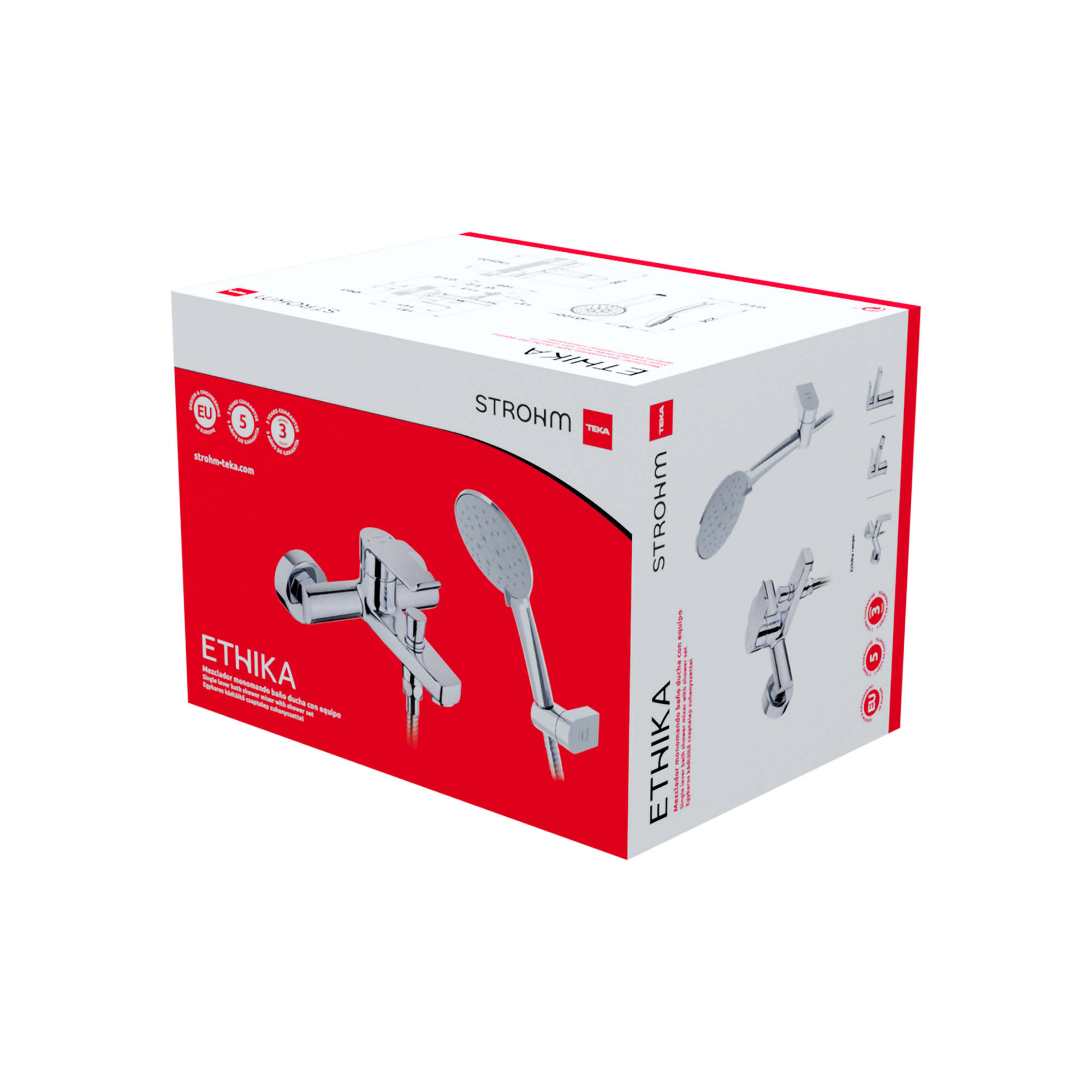 Grifo de bañera monomando STROHM TEKA Ethika cromo brillo Latón - 10