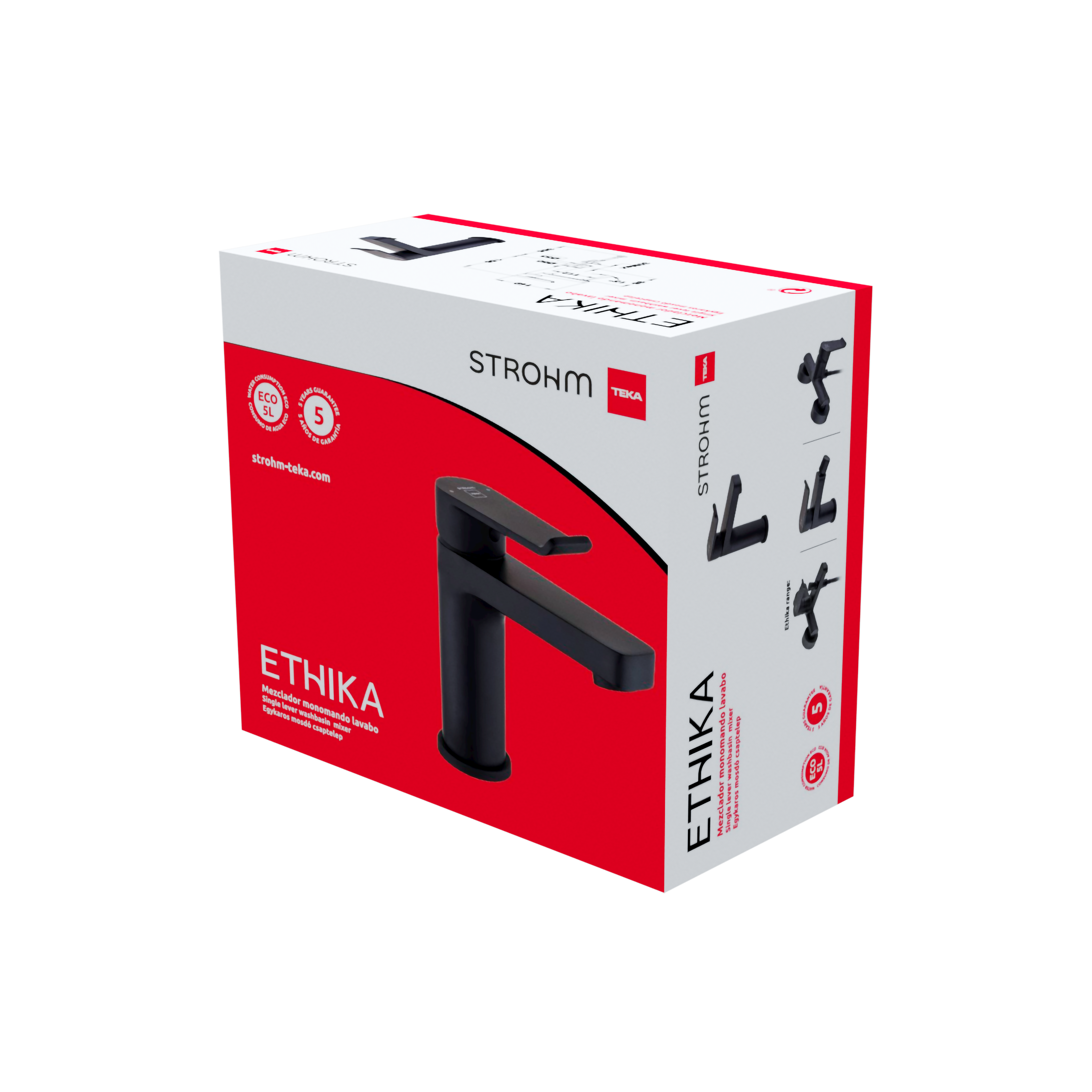 Grifo de lavabo STROHM TEKA Ethika monomando negro mate. Antical. Latón - 6