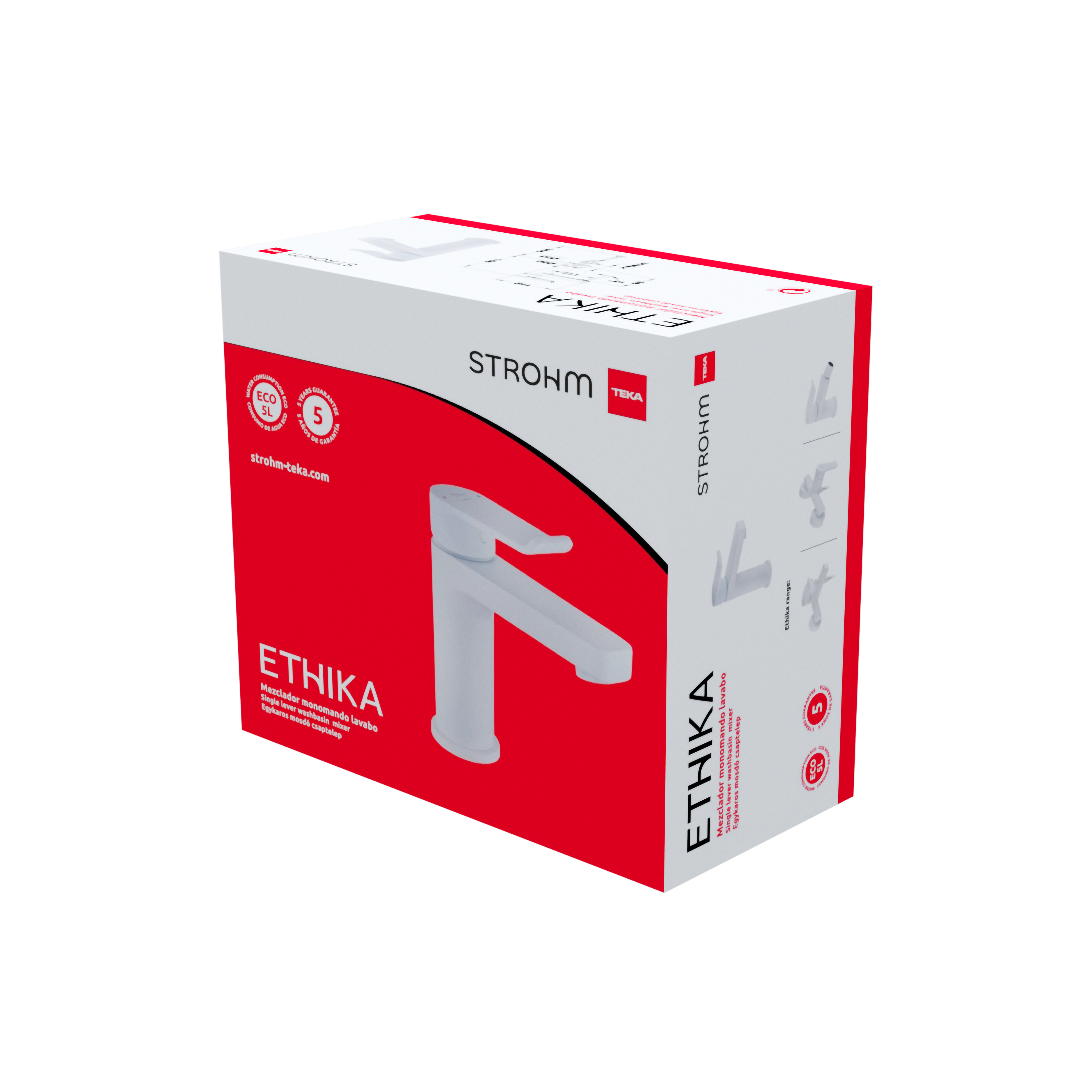 Grifo de lavabo STROHM TEKA Ethika monomando blanco mate. Antical. Latón - 7