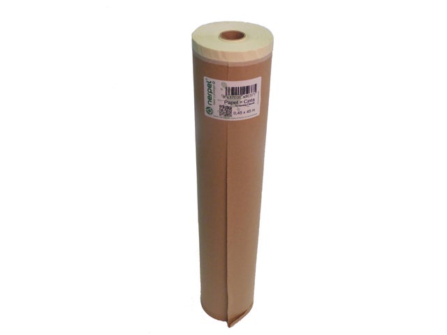 ROLLO PAPEL CON CINTA RECICLADO 45CM X 45M