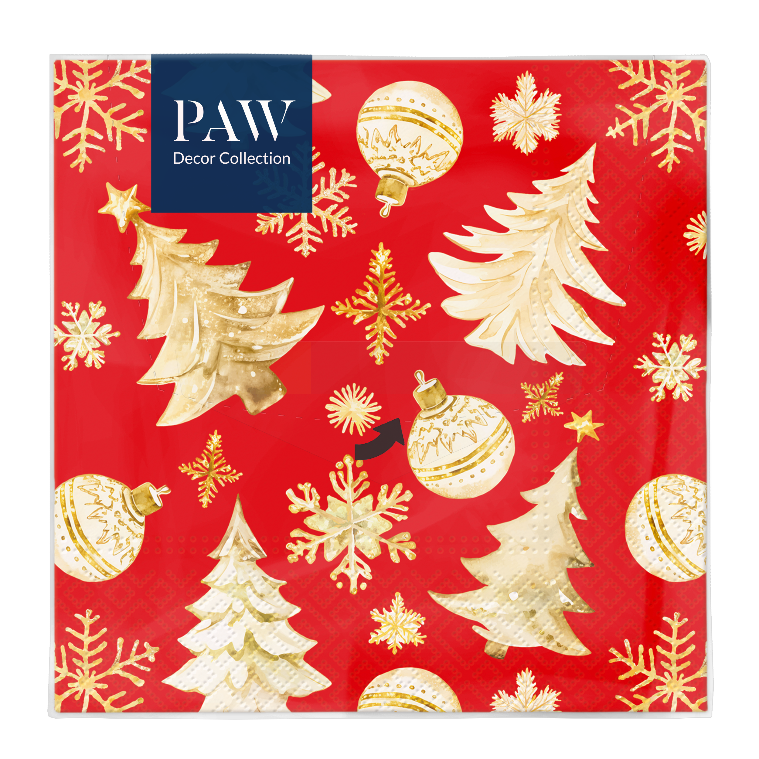 Serwetka świąteczna Golded Christmas Tree Black 33 x 33 cm 20 szt.