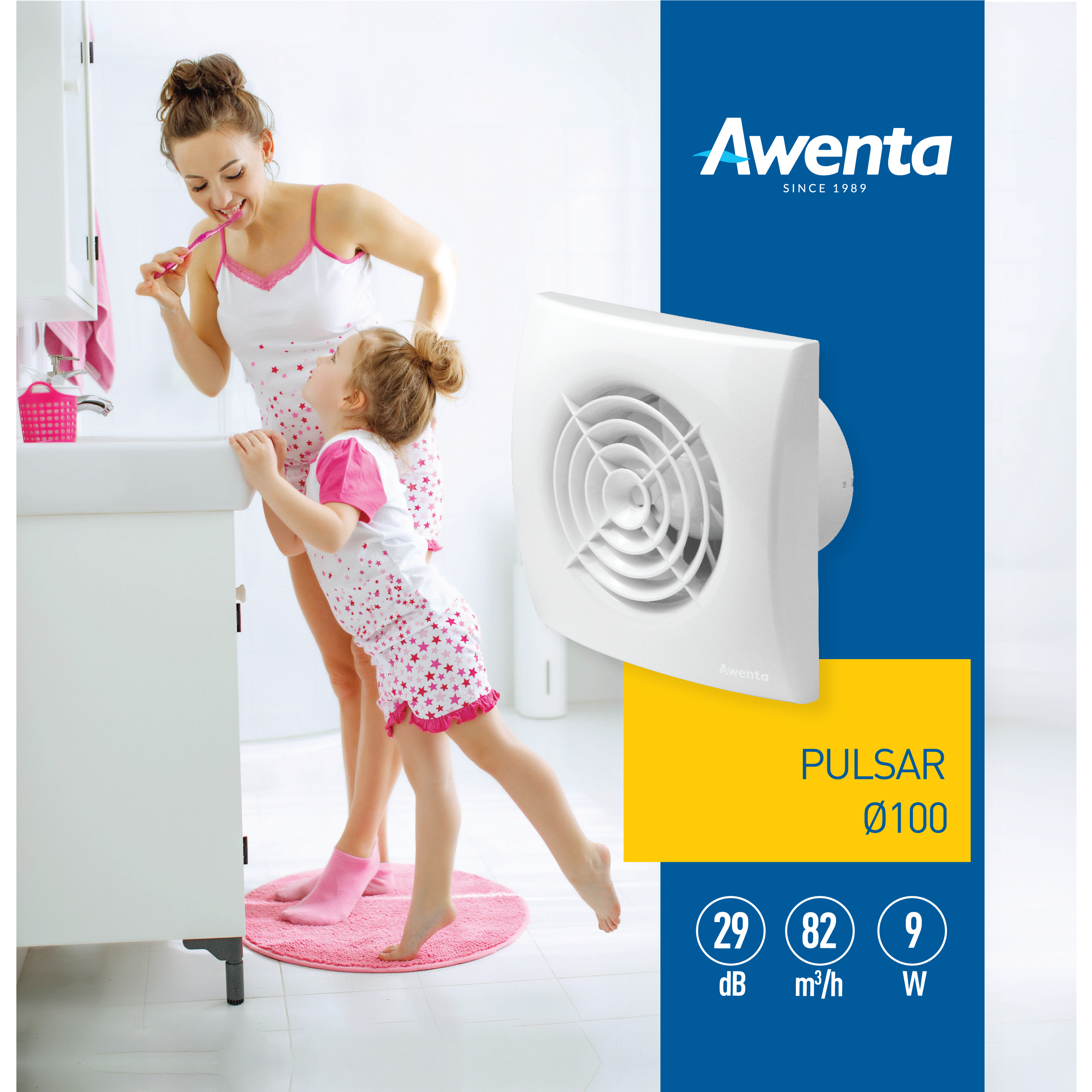 Wentylator łazienkowy Pulsar biały 100Z AWENTA - 3