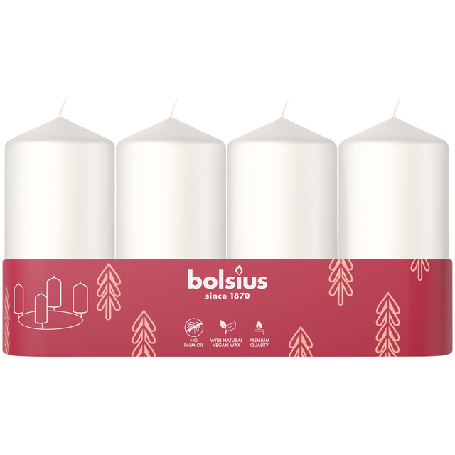 Świeca pieńkowa 4 szt. biała wys. 10 cm Bolsius