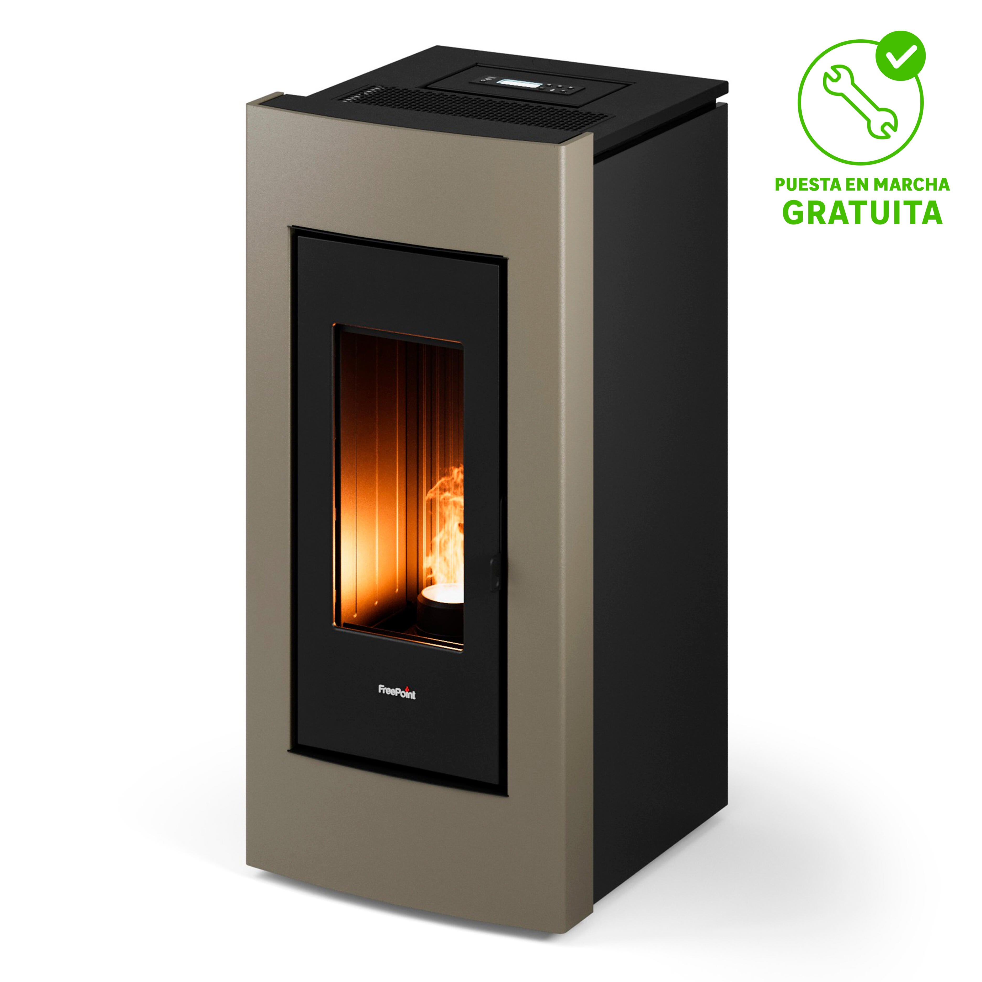 Estufa de pellet canalizable freepoint go 10.5 kw bronce