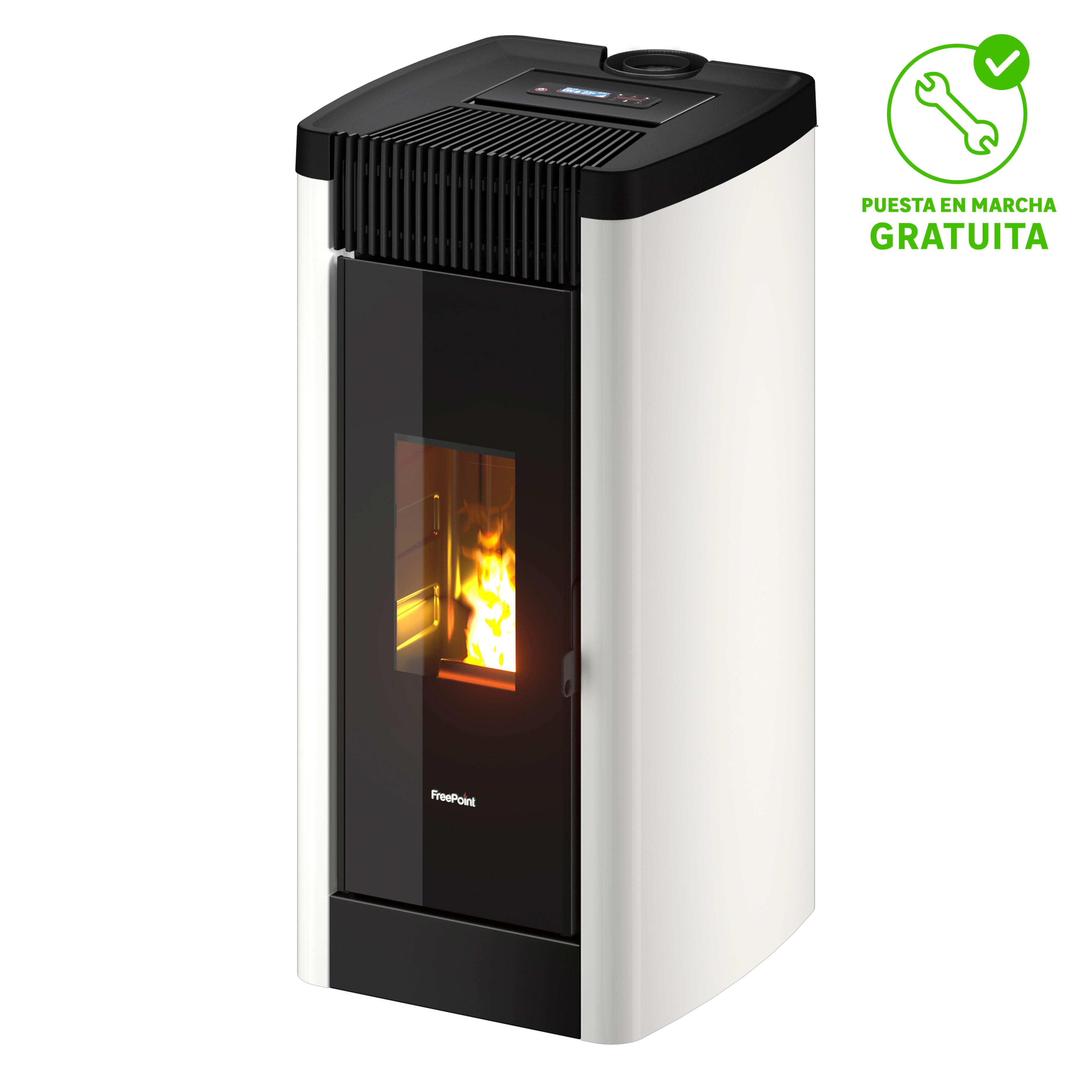 Estufa de pellet canalizable steel 9kw wifi blanca