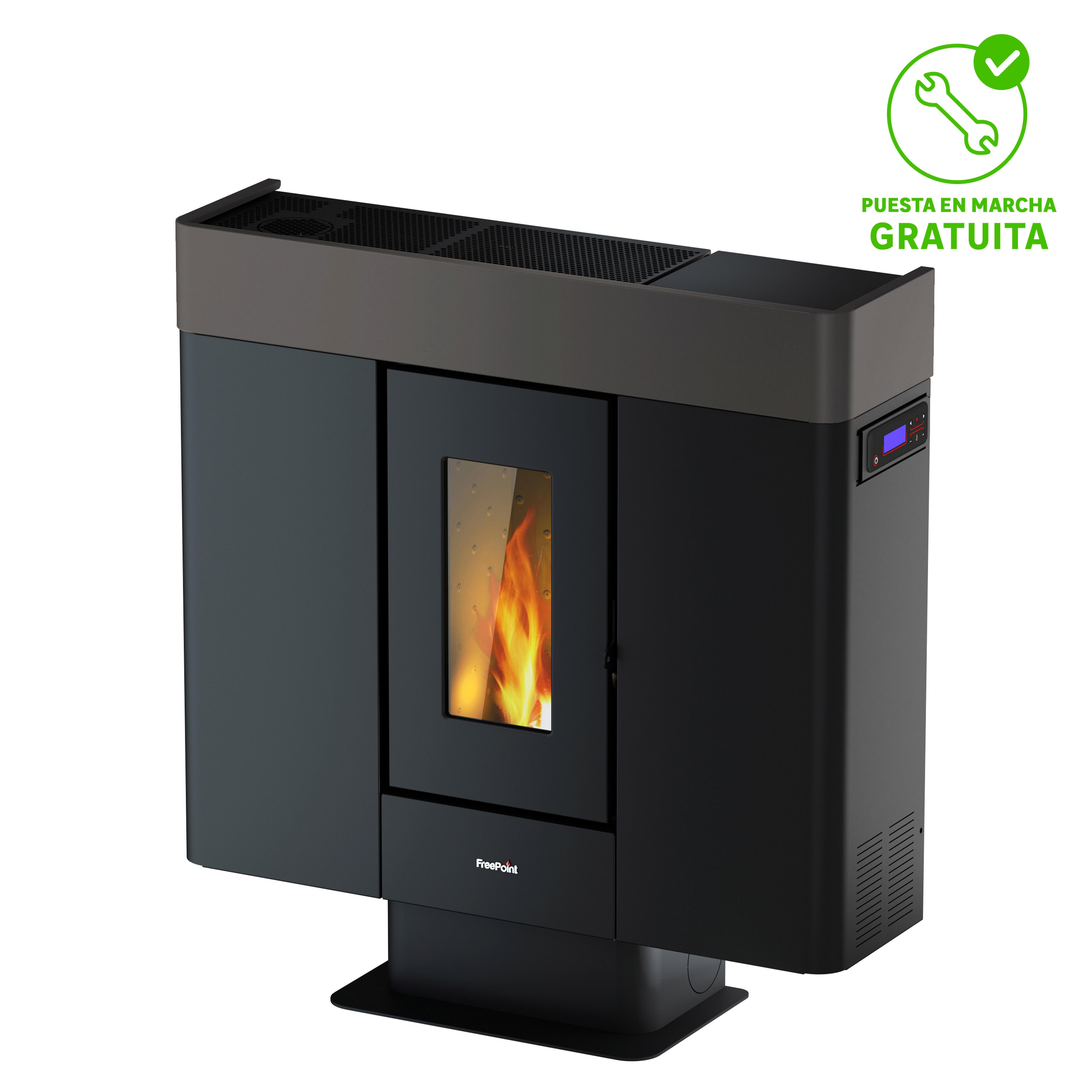 Estufa de pellet canalizable FREEPOINT Moon WiFi 10kW silver | Leroy Merlin