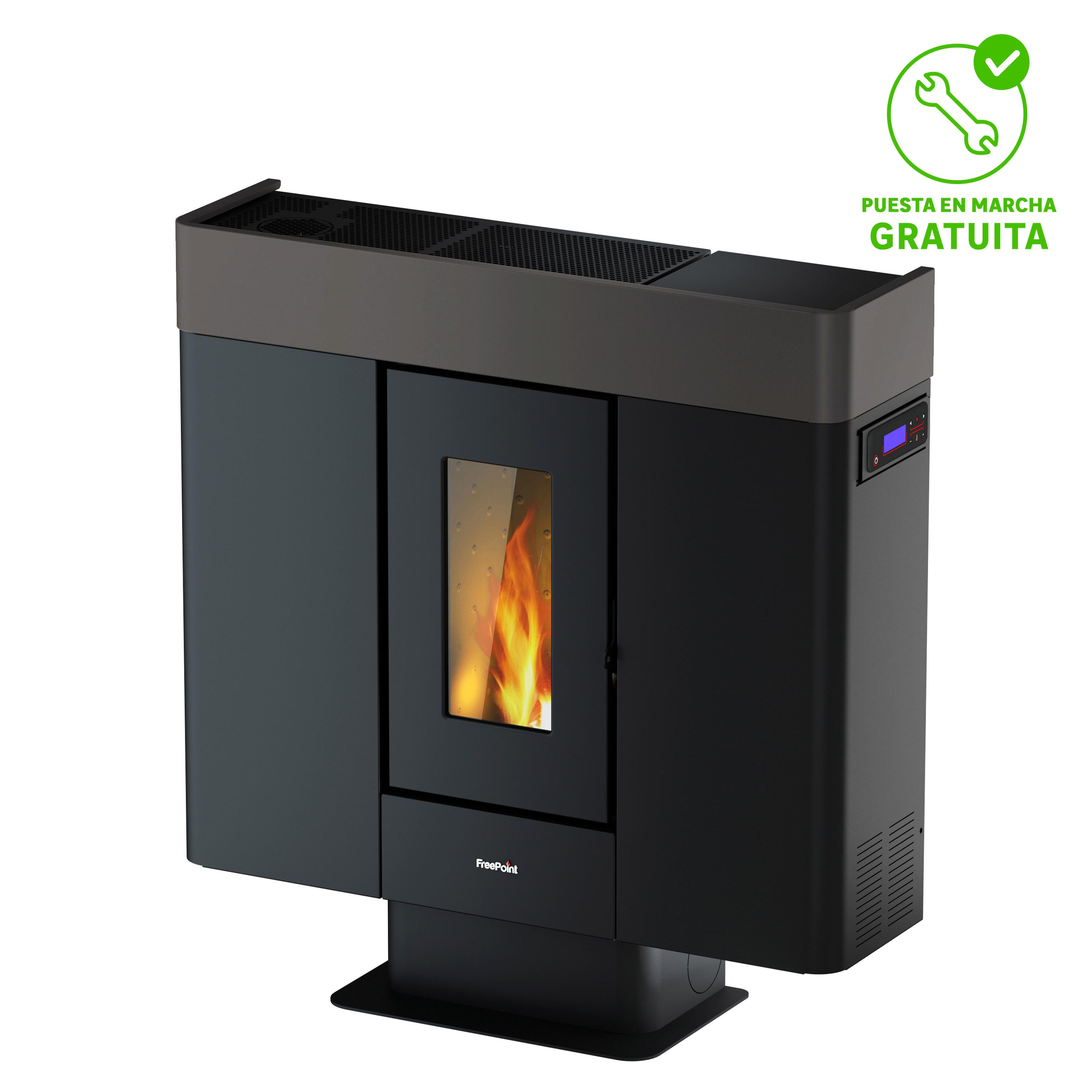 Freepoint Estufa de pellet canalizable FREEPOINT Moon WiFi 10kW silver | Leroy Merlin