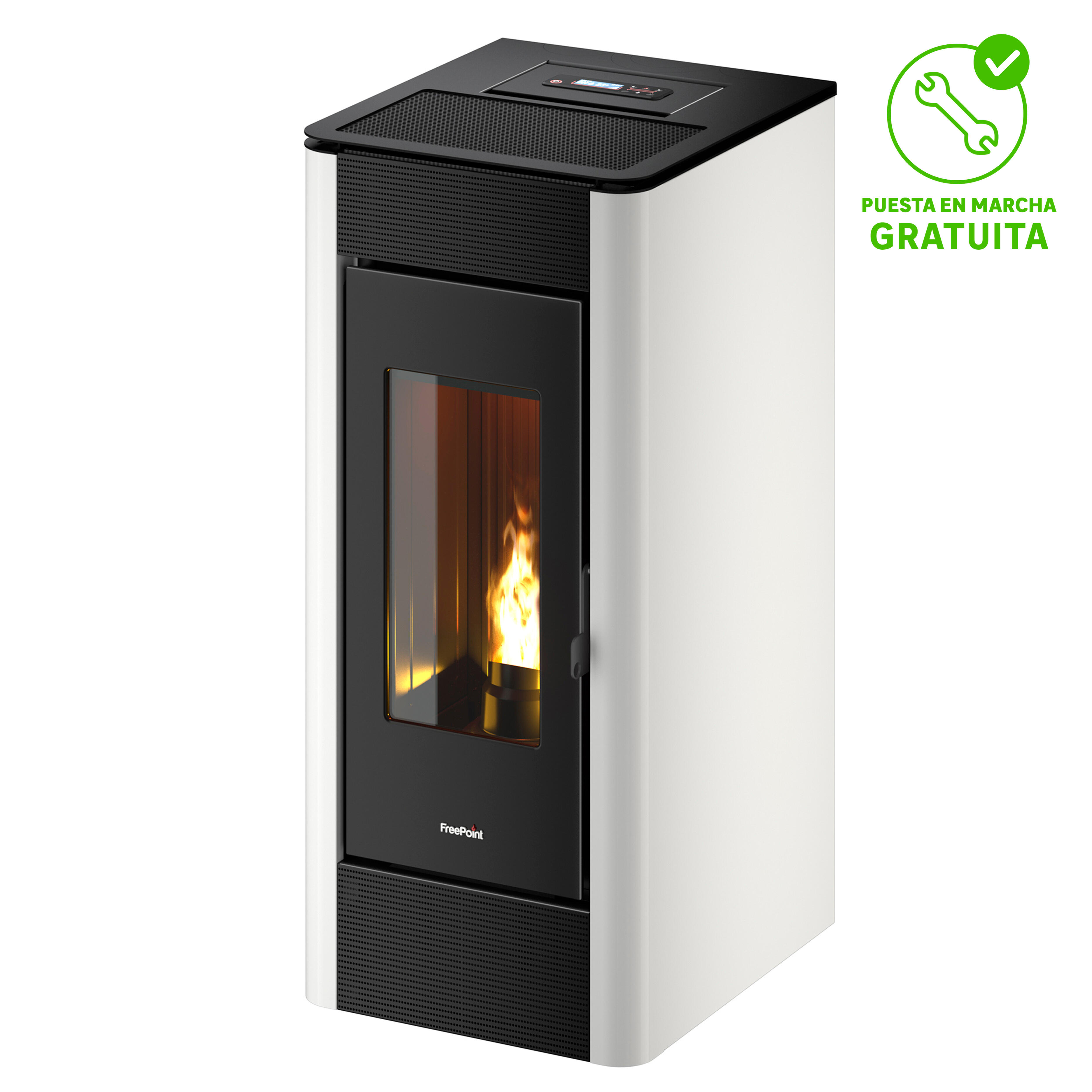 Estufa de pellet canalizable indaco 10,5 kw blanca