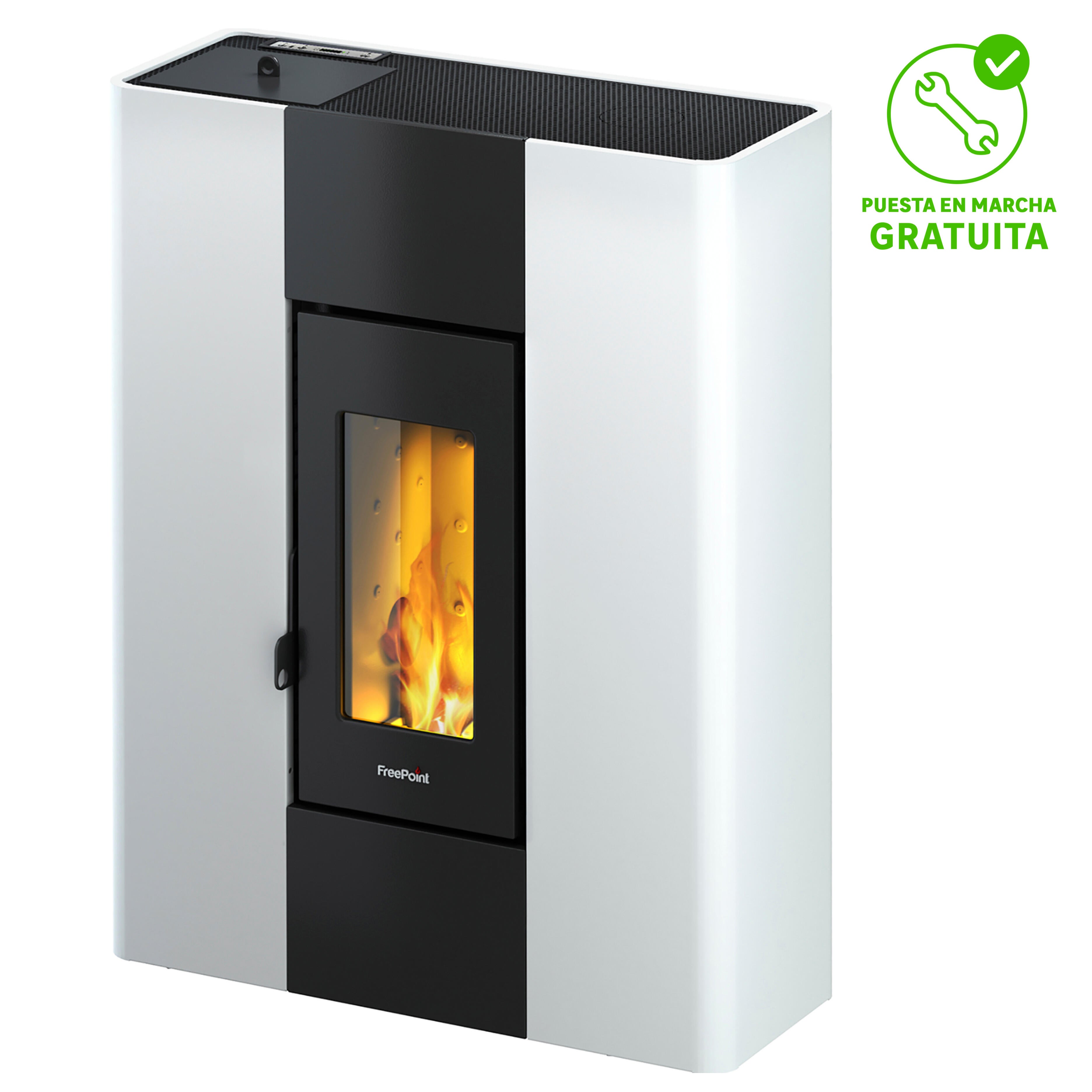 Estufa de pellet freepoint roxy 7 kw blanca