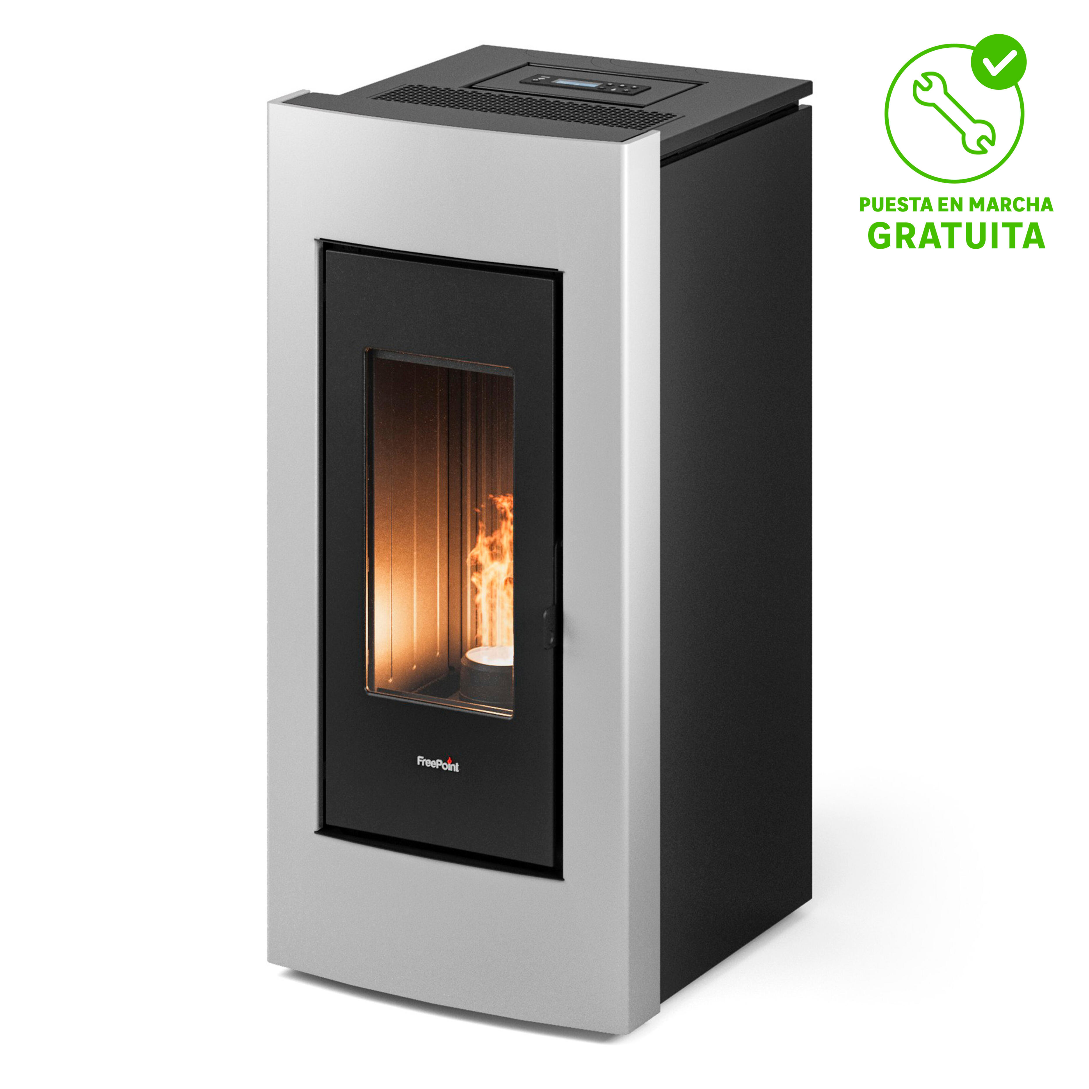 Estufa de pellet canalizable freepoint go 10.5 kw blanca