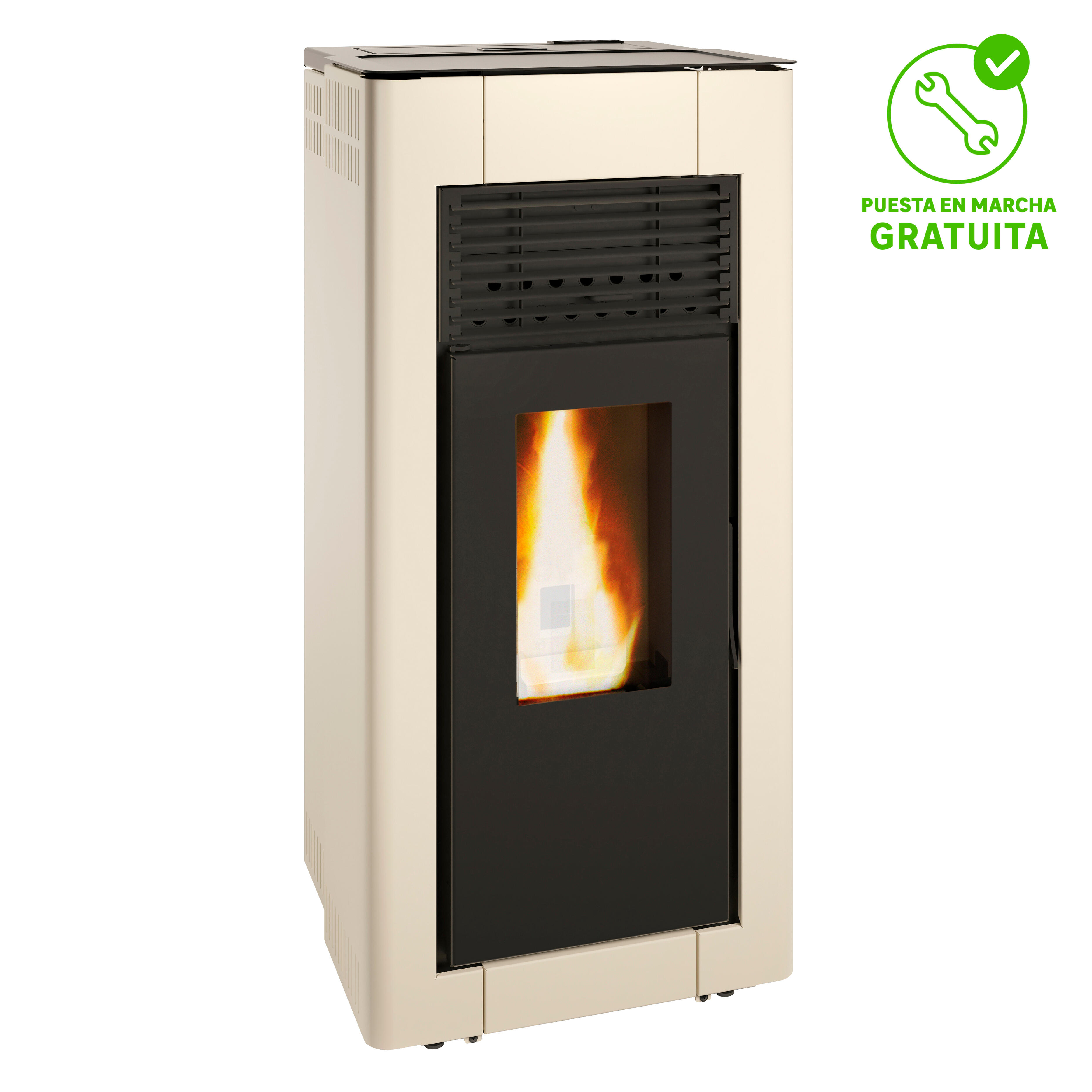 Estufa de pellet canalizable tj elda 14.7 kw blanca