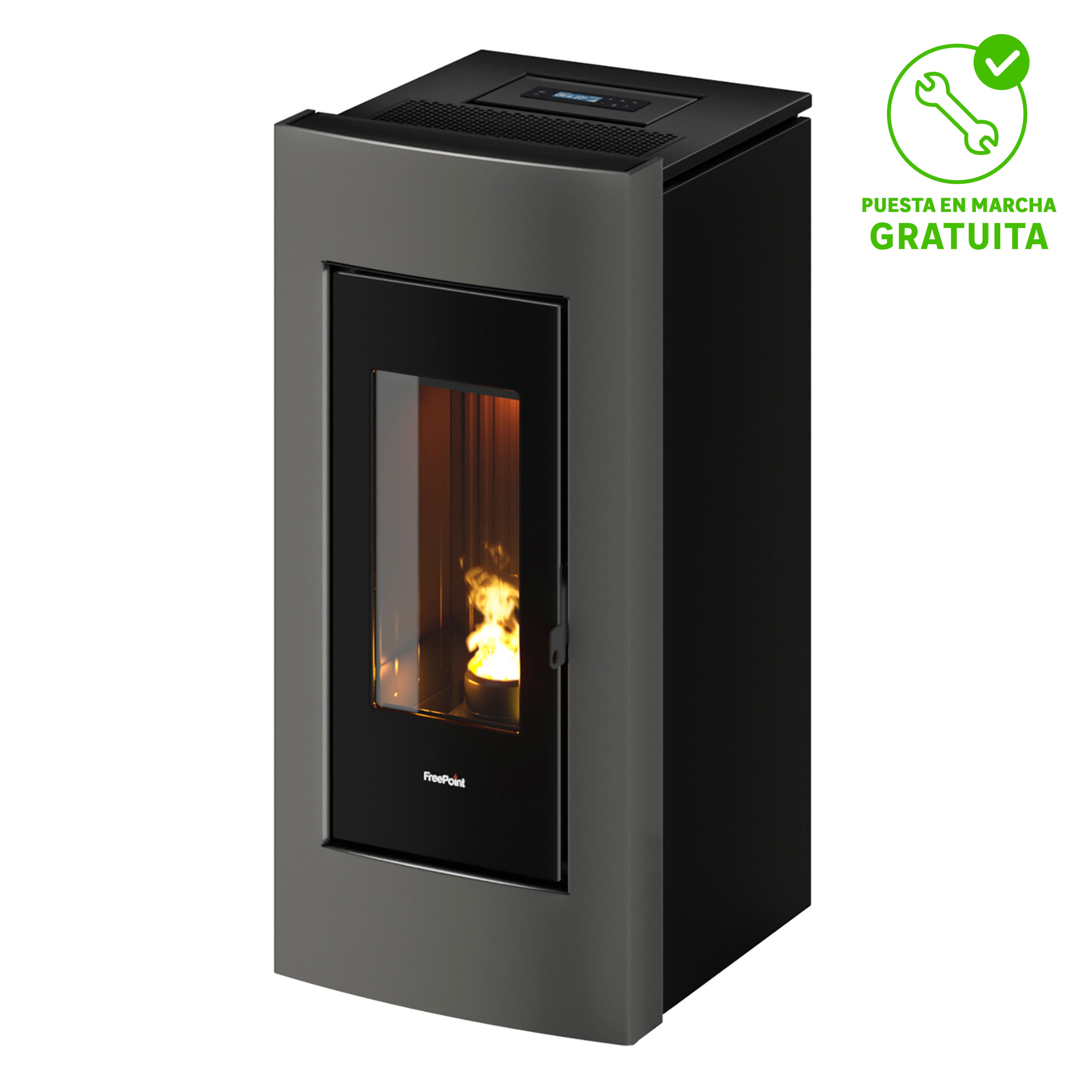 Estufa de pellet canalizable freepoint go 10.5 kw titanio