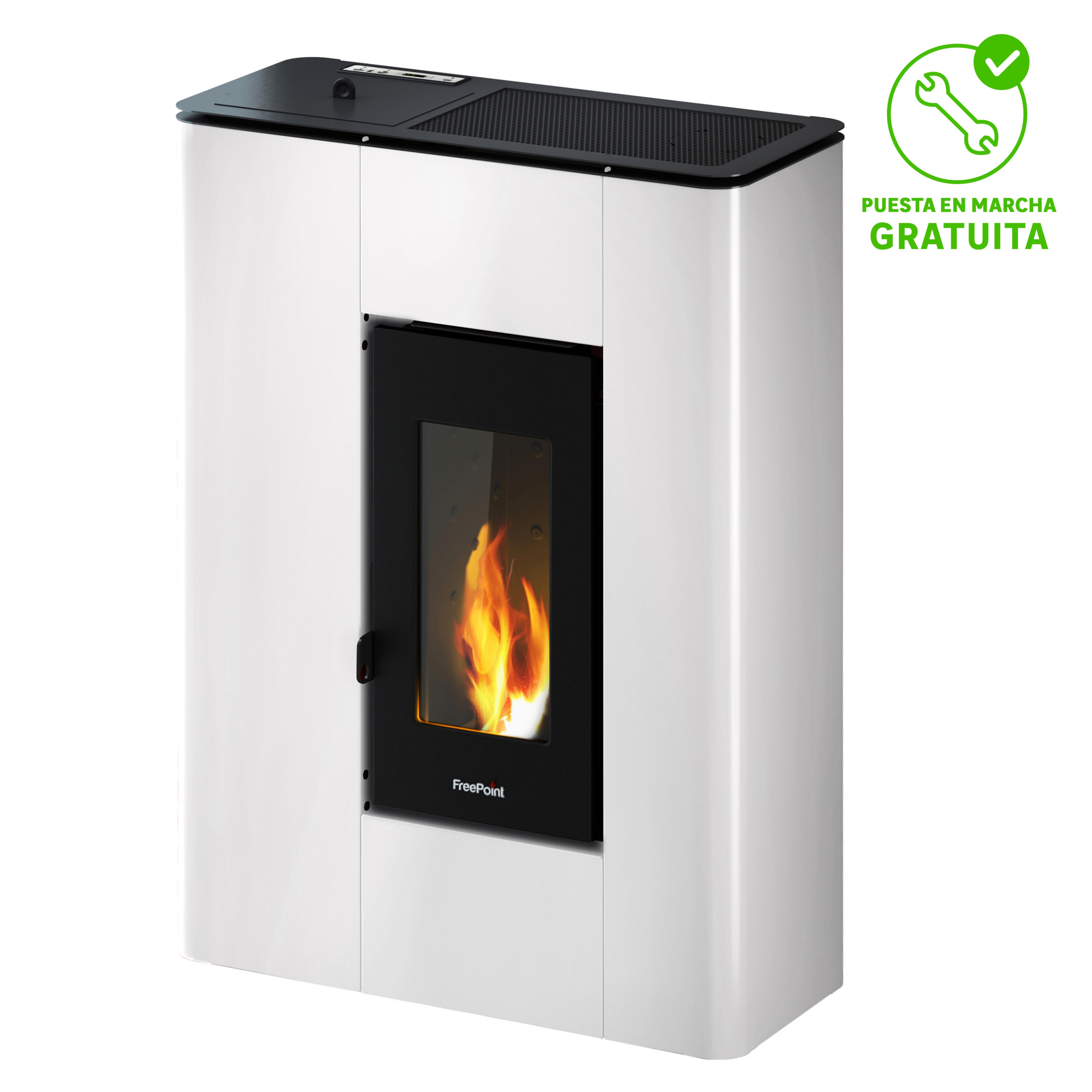 Estufa de pellet freepoint atrium 5 kw blanca
