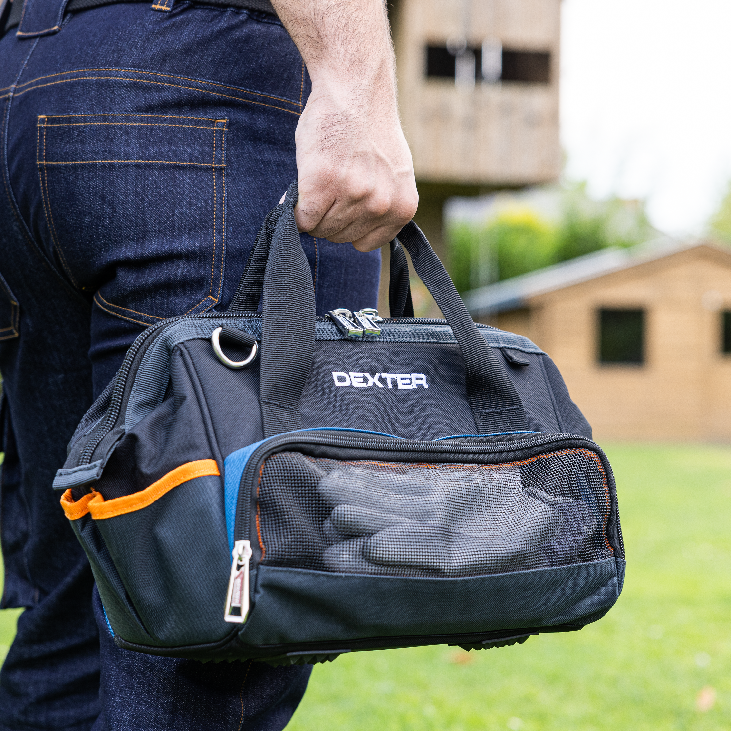Bolsa para herramientas con correa DEXTER - 14 litros de capacidad y bolsillos - 8