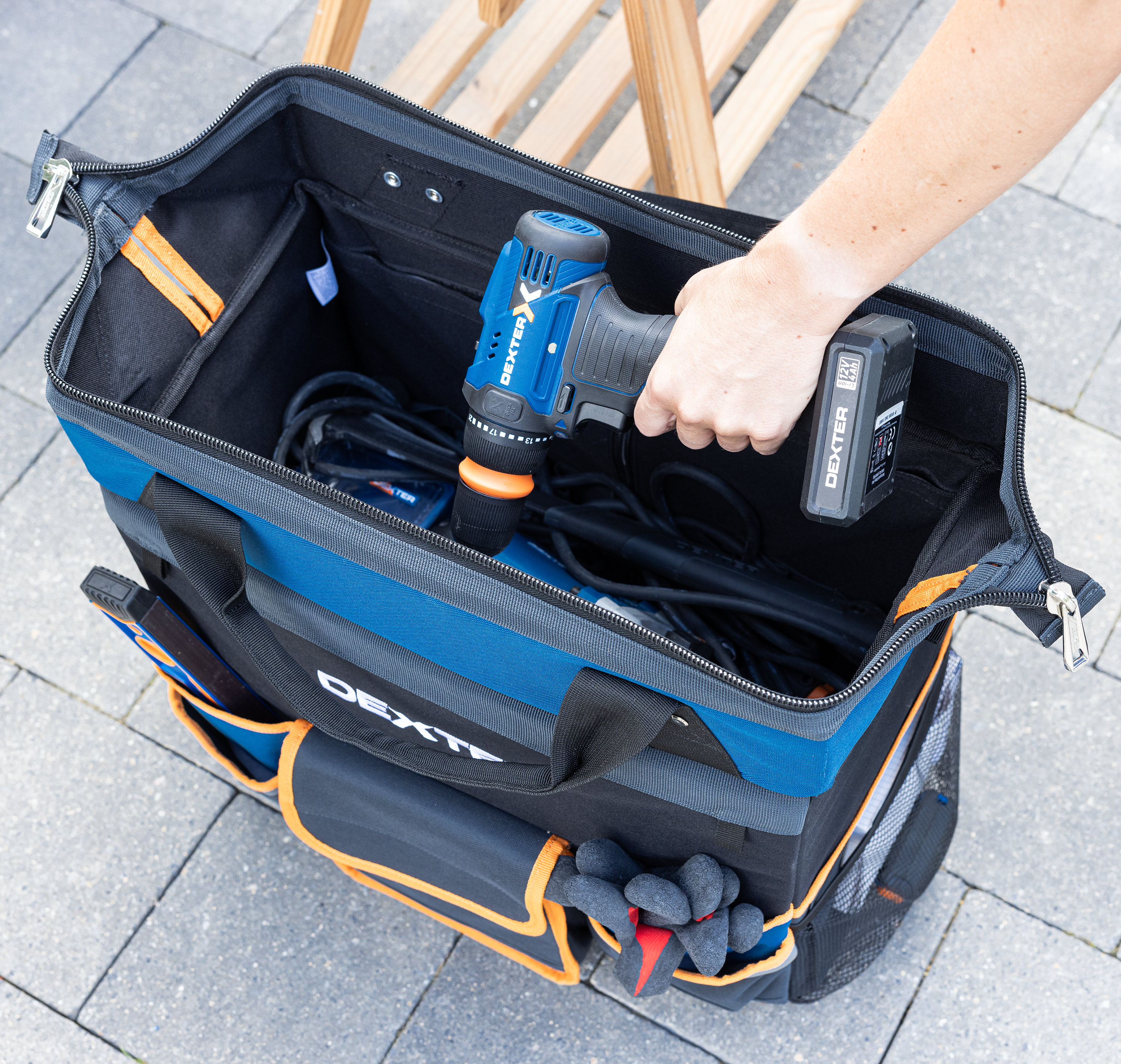 Saco para ferramentas trolley 45 litros poliéster 44x41x25 cm Dexter - 6