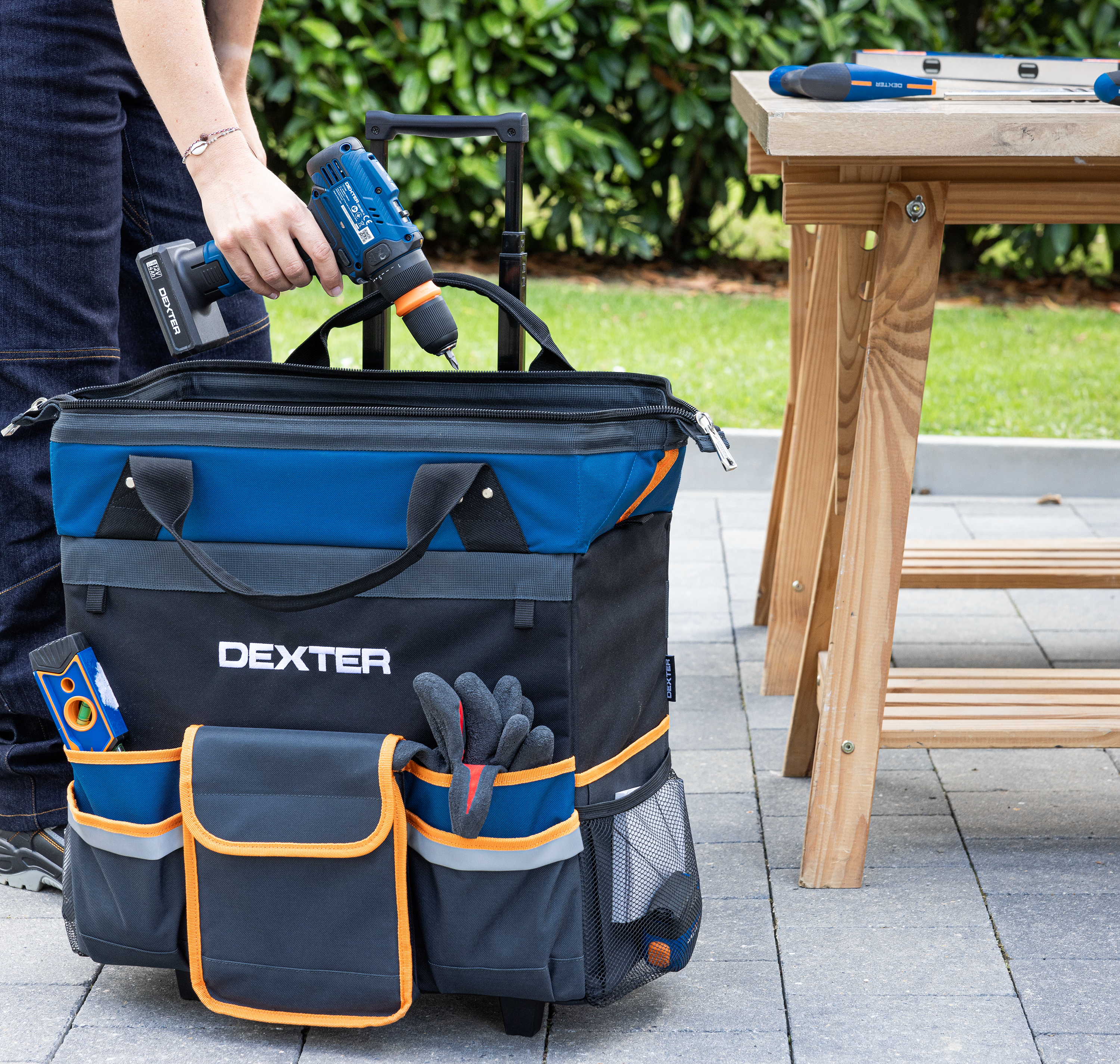Saco para ferramentas trolley 45 litros poliéster 44x41x25 cm Dexter - 5