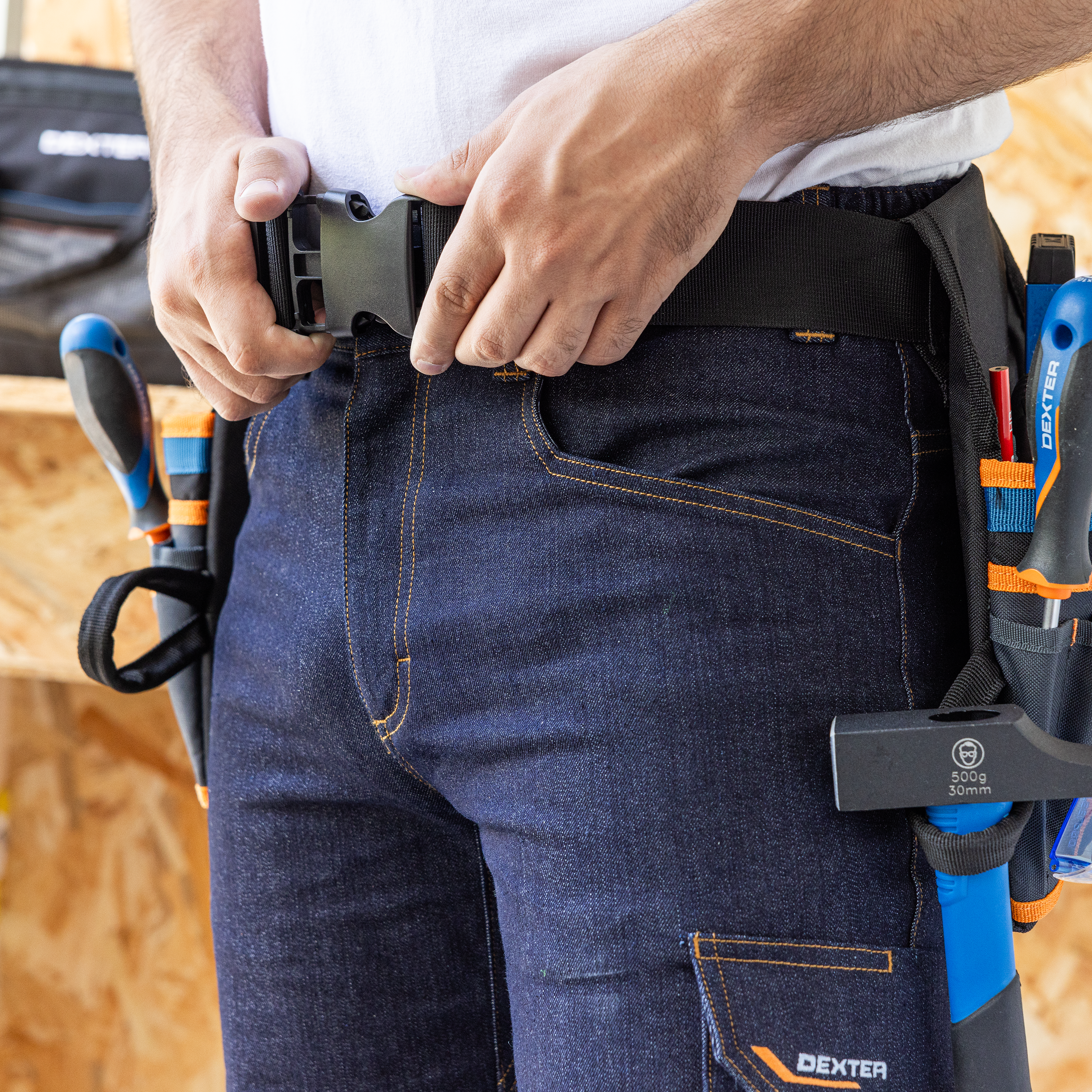 Cinto porta ferramentas ajustável com 24 bolsas poliéster Dexter - 3