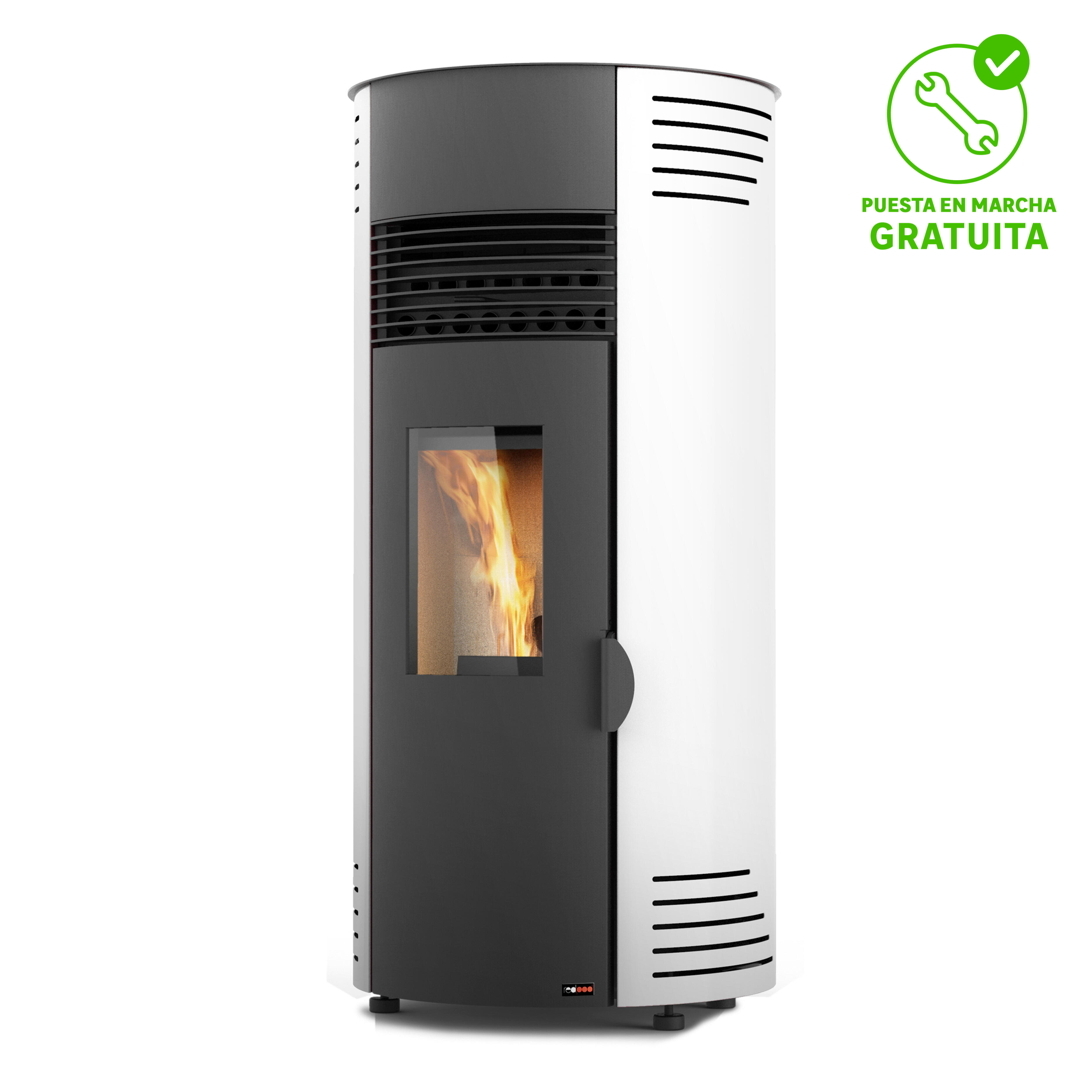 Estufa de pellet canalizable redpod indie 9 kw blanca