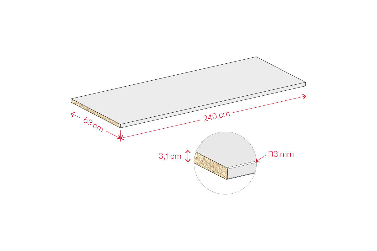 Encimera de cocina chapa madera roble rustico oil 240x63 cm espesor 31mm - 2
