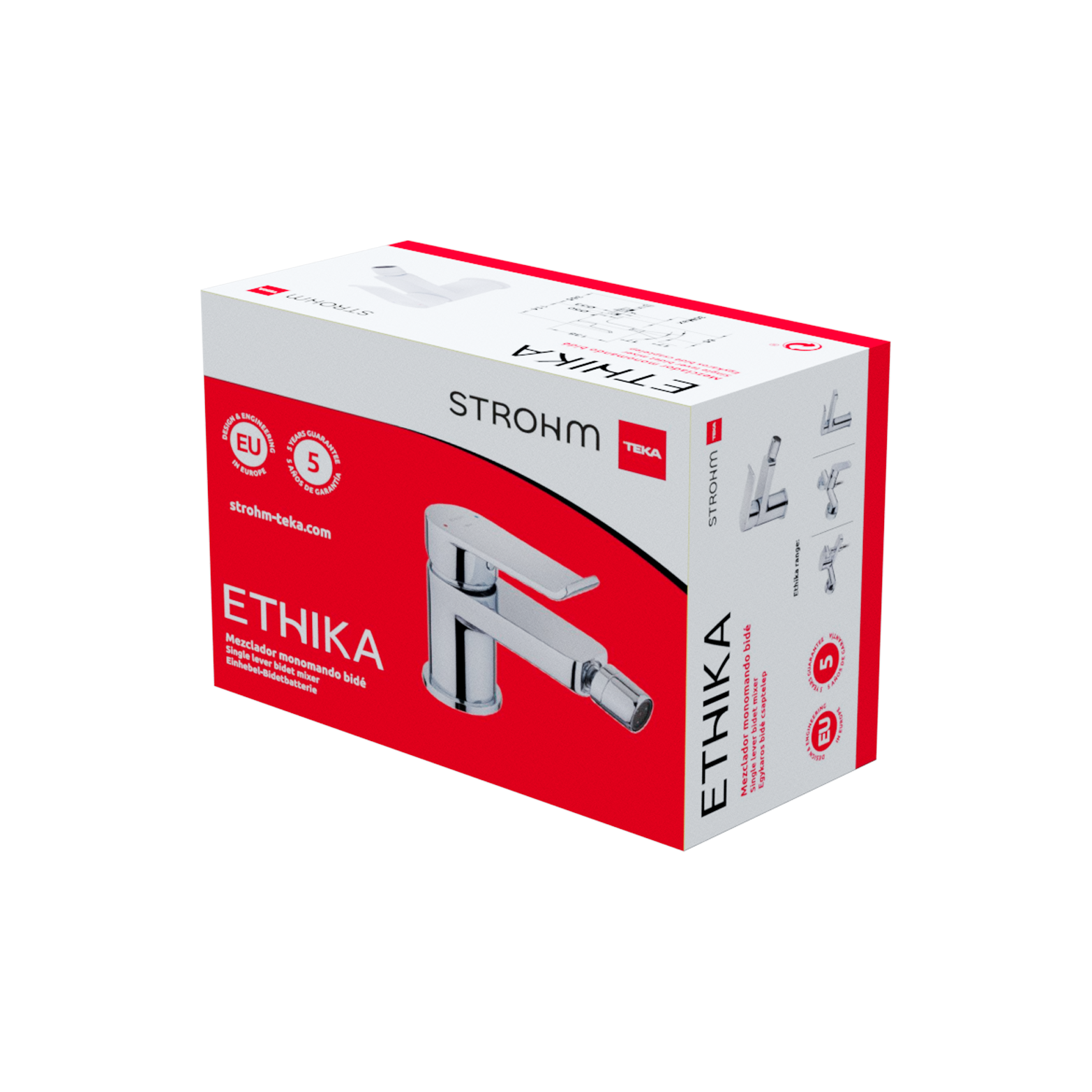 Grifo monomando de bidé STROHM TEKA Ethika cromo brillo. Antical. Latón. - 6