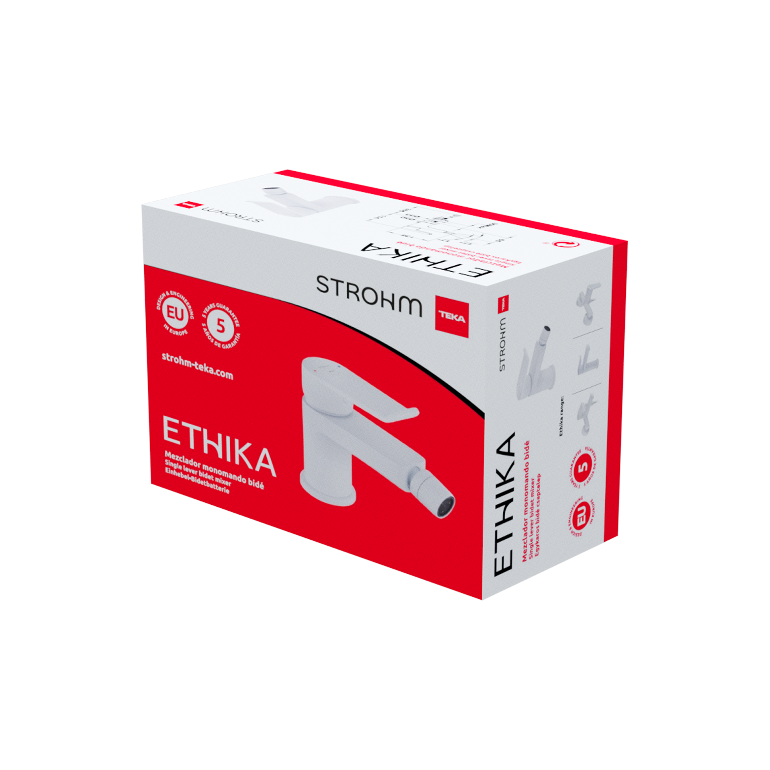 Grifo monomando de bidé STROHM TEKA Ethika blanco mate. Antical. Latón. - 5